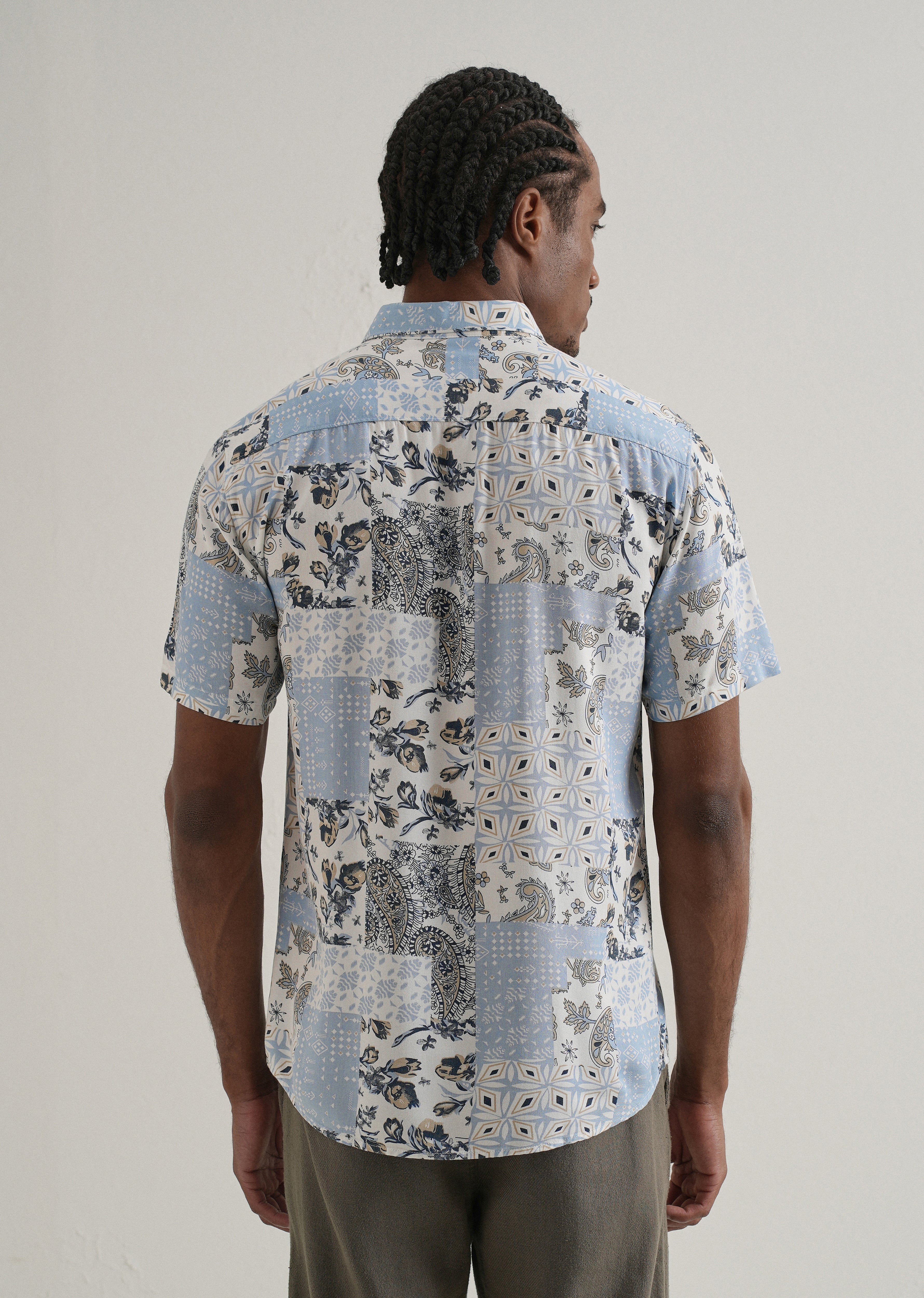 Paisley Blue Print Half Sleeve Shirt