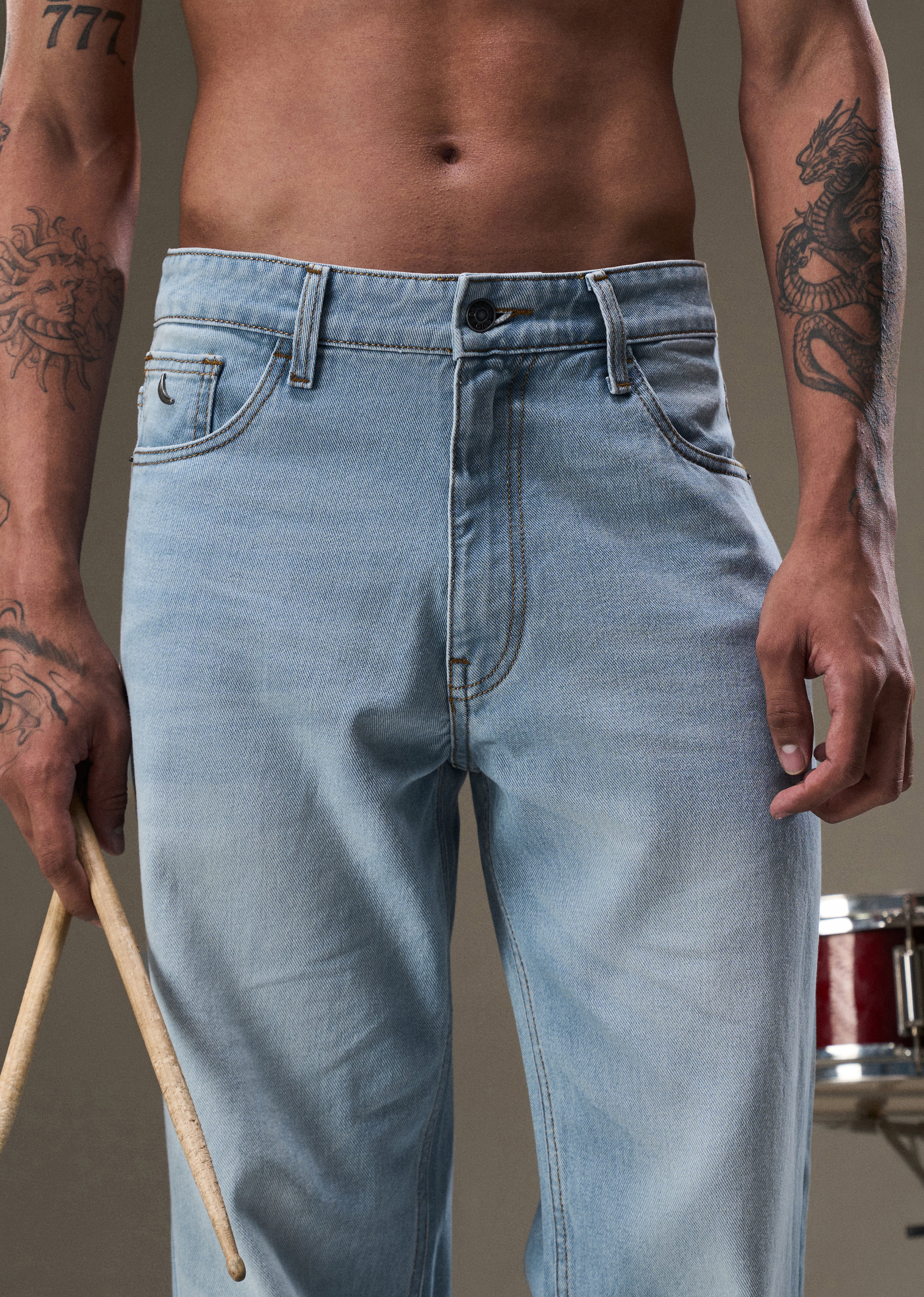 Pale Blue Baggy Fit Jeans