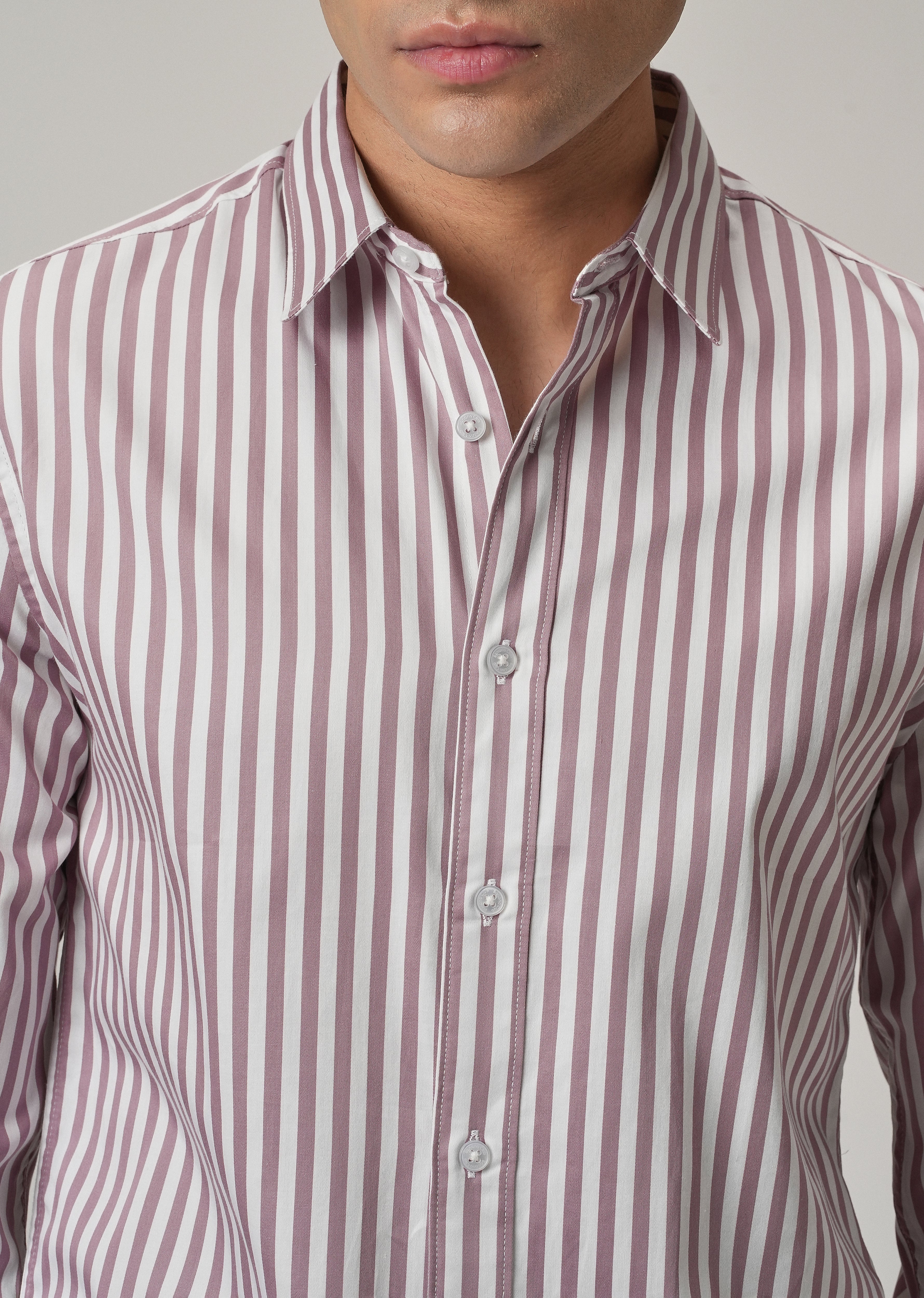 Pale Pink Satin Pin Stripe Shirt