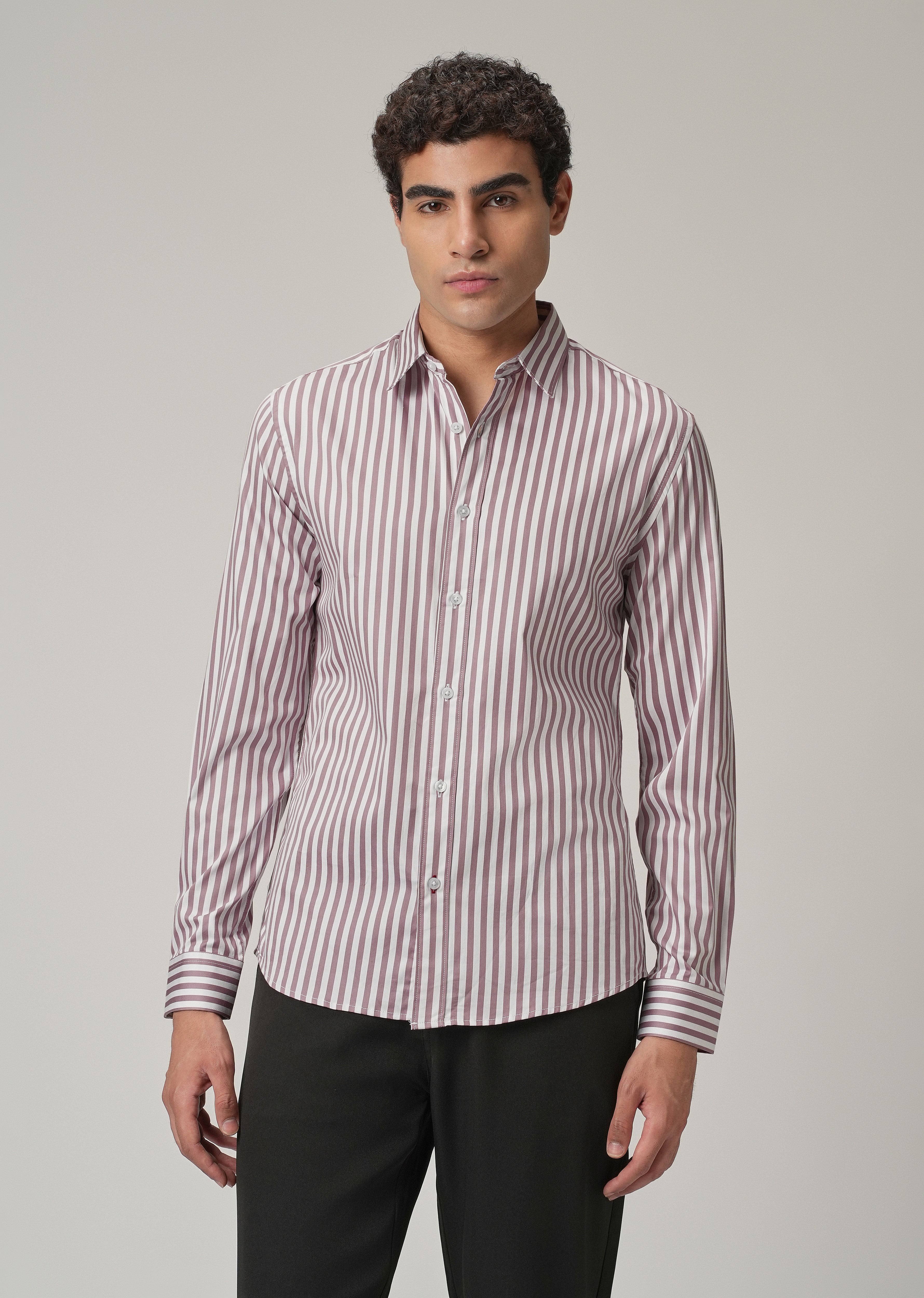 Pale Pink Satin Pin Stripe Shirt