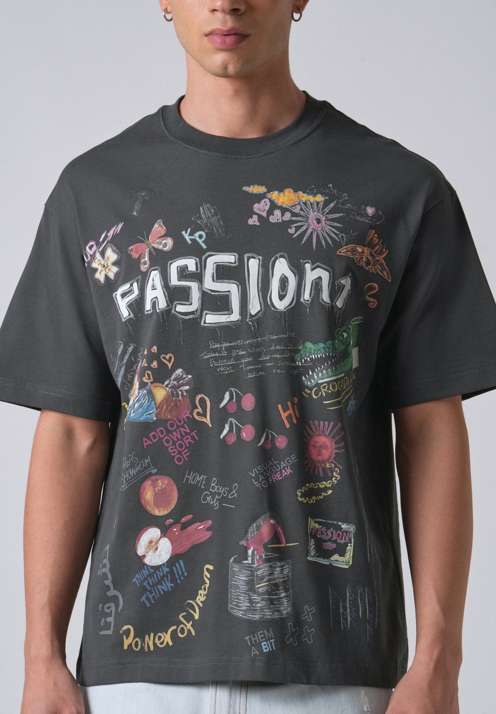 Passion Grey Printed Oversized T-shirt