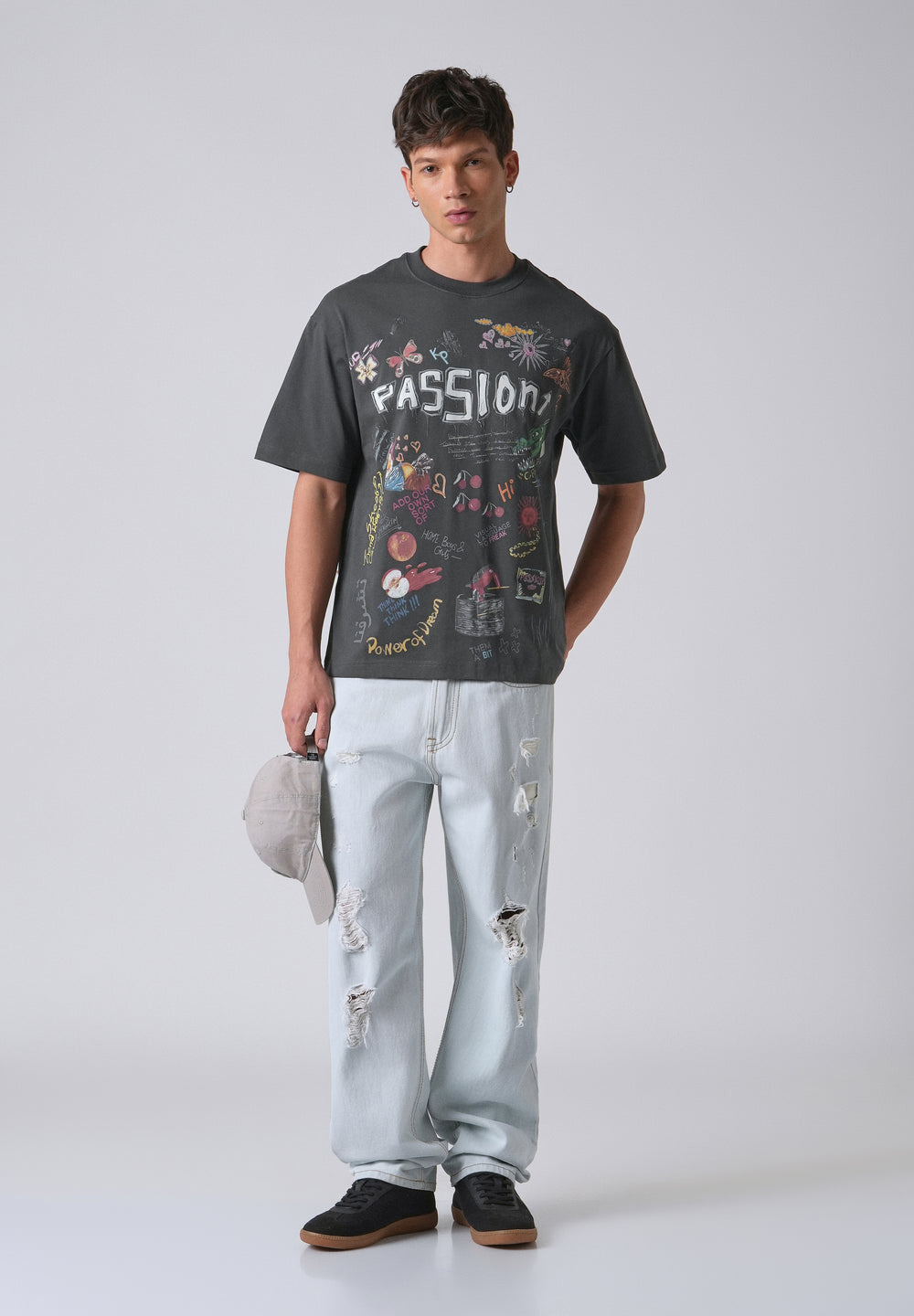 Passion Grey Printed Oversized T-shirt