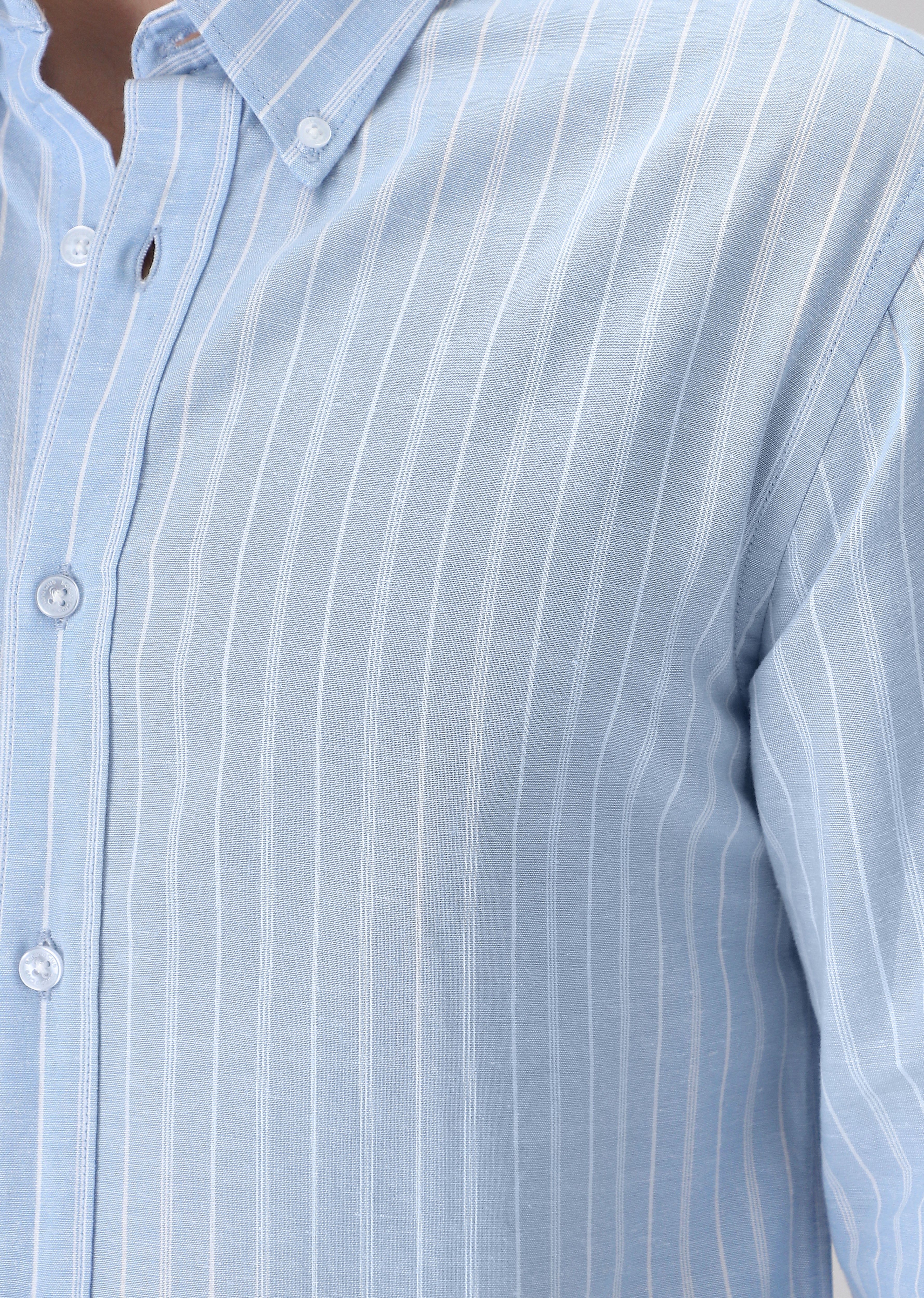 Pastel Blue Cotton Stripe Shirt