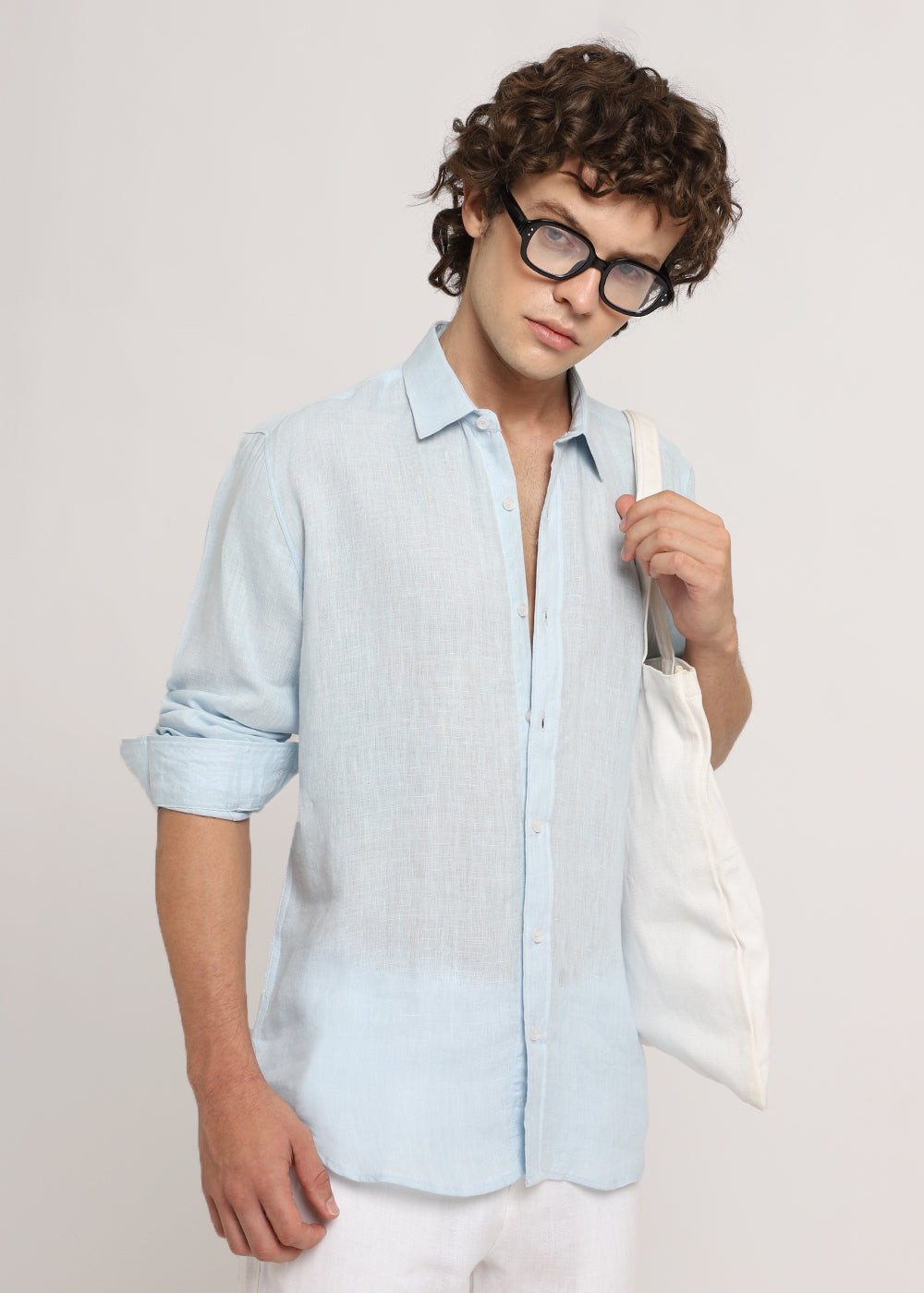 Pastel Blue Linen Shirt