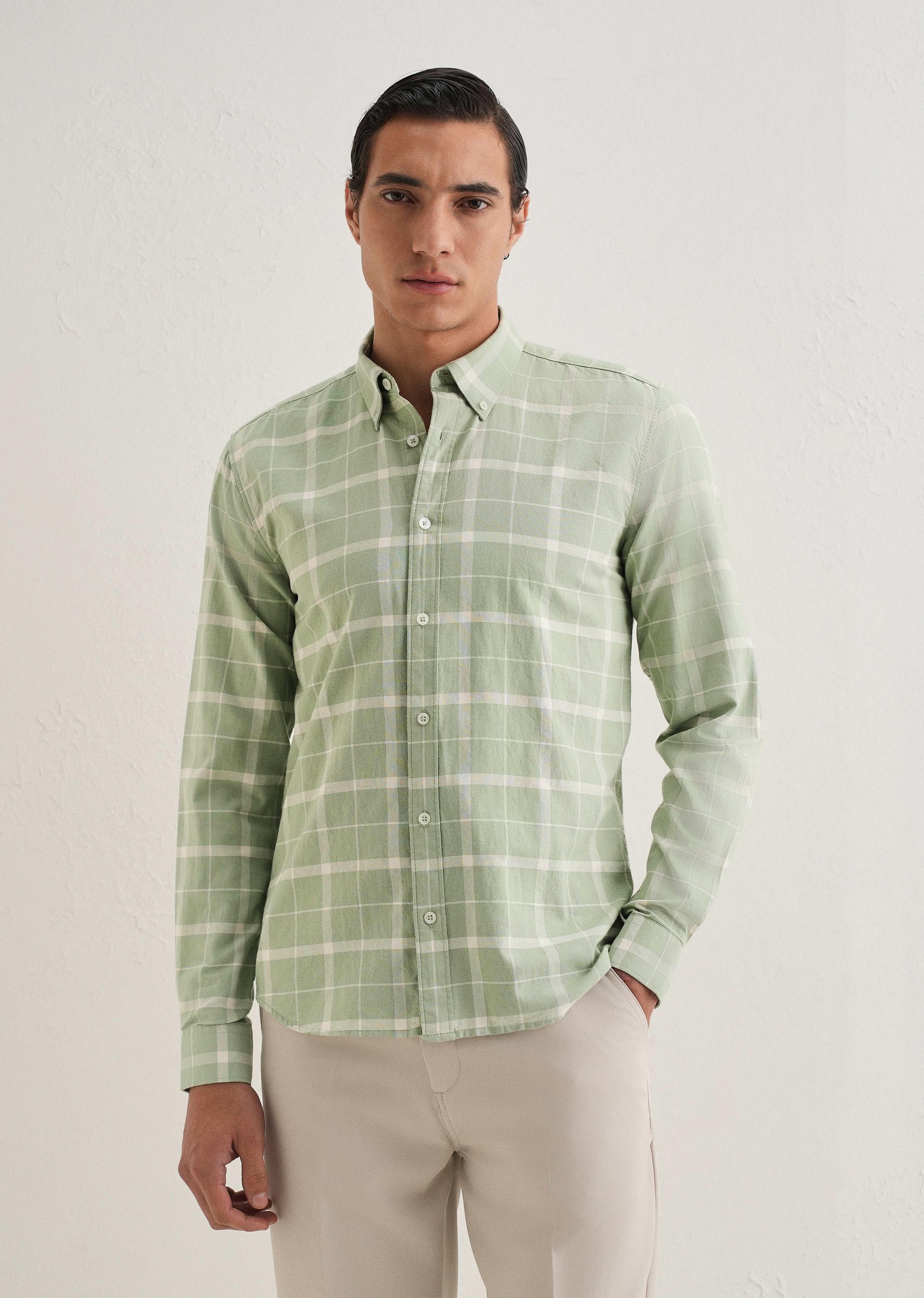 Pastel Green Check Shirt