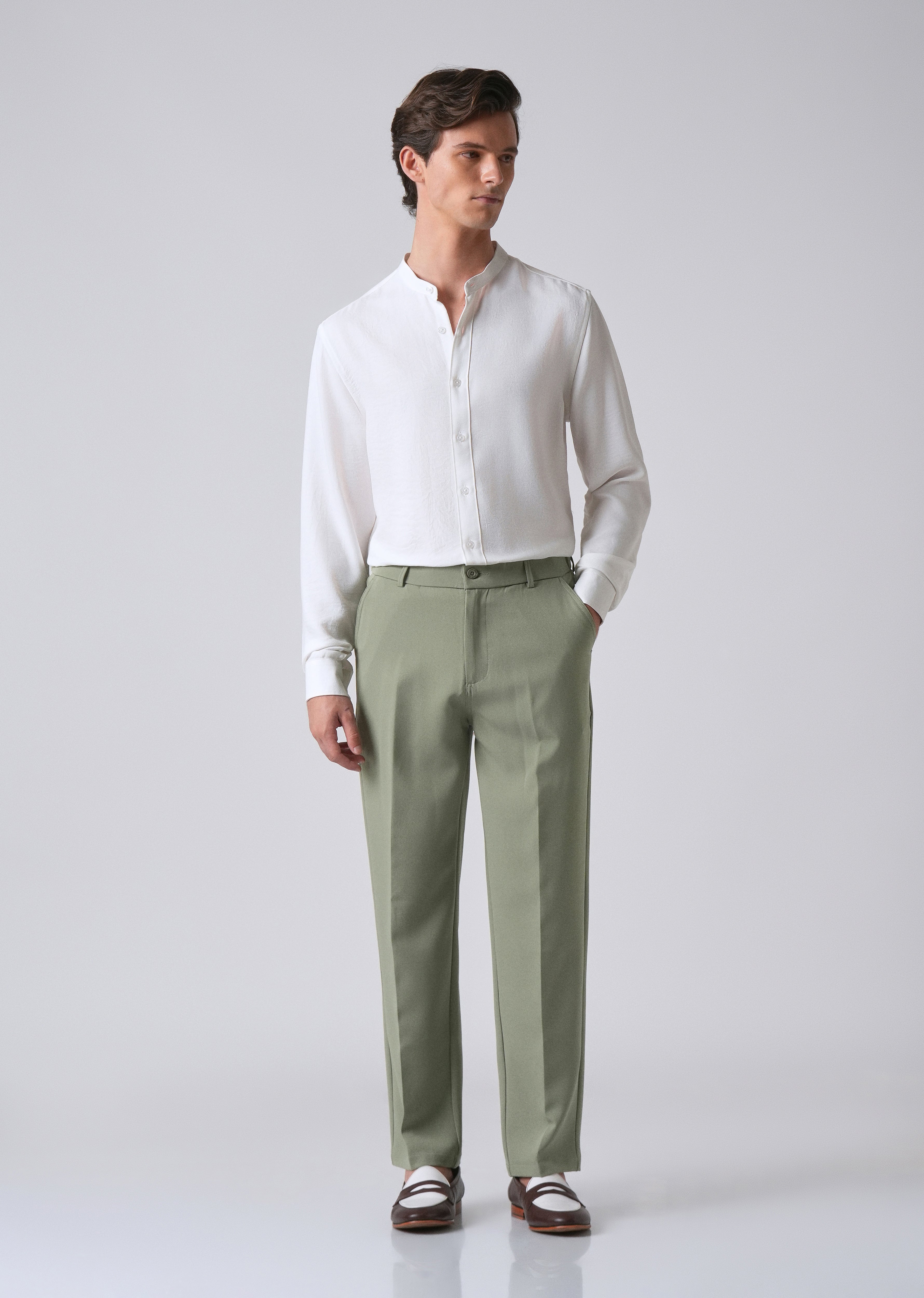 Pastel Green Relaxed Fit Trousers