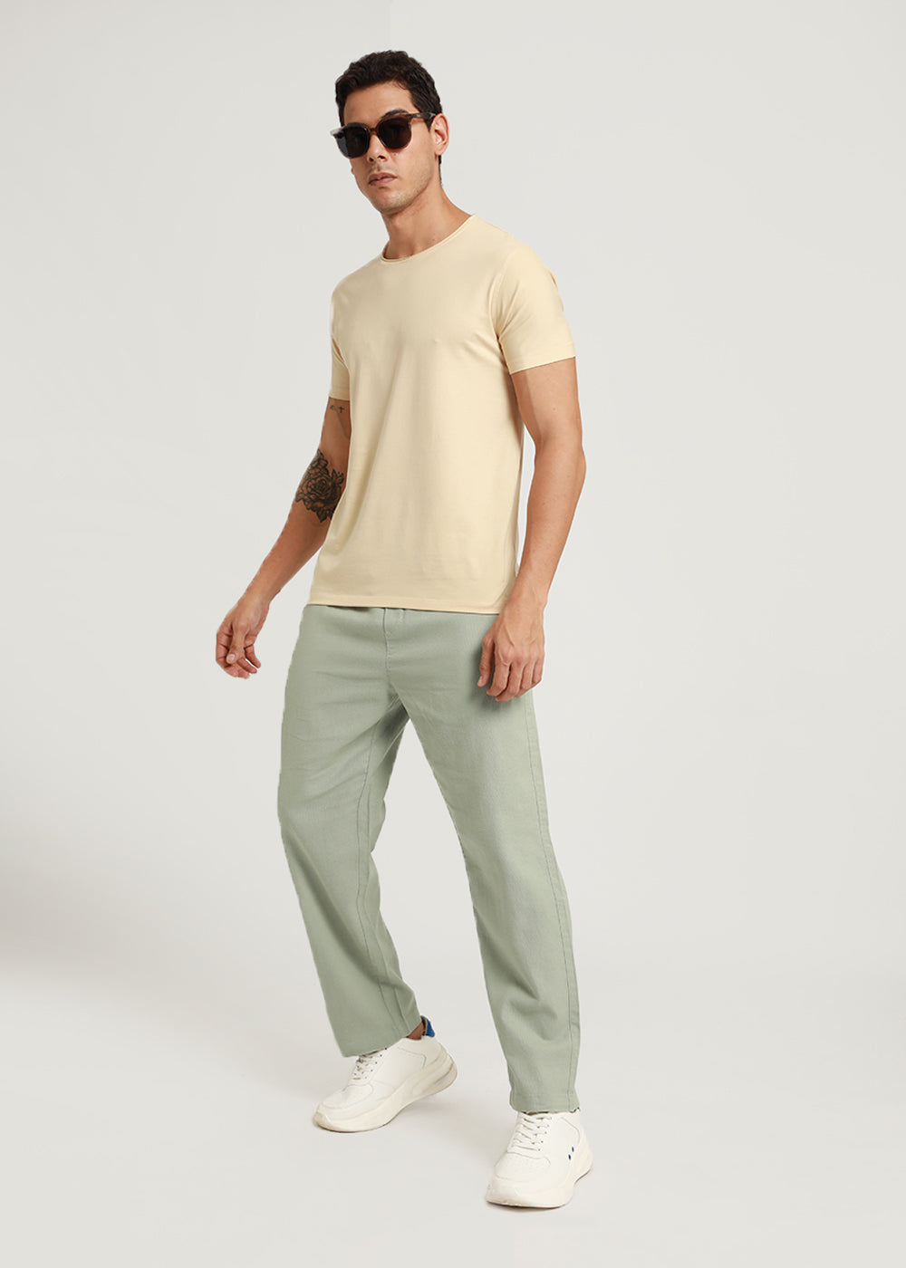 Pastel Green Textured Pants
