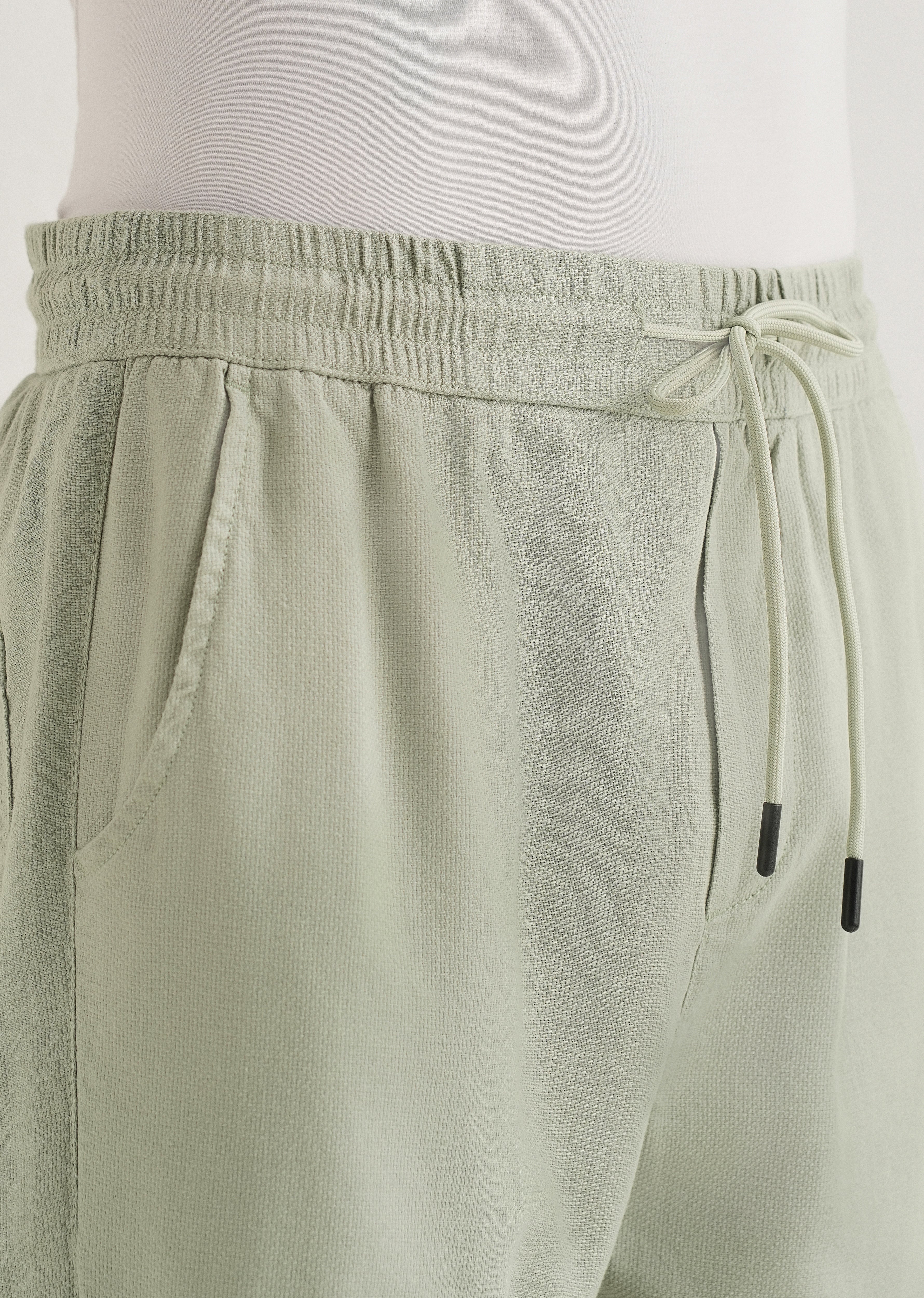 Pastel Green Textured Pants