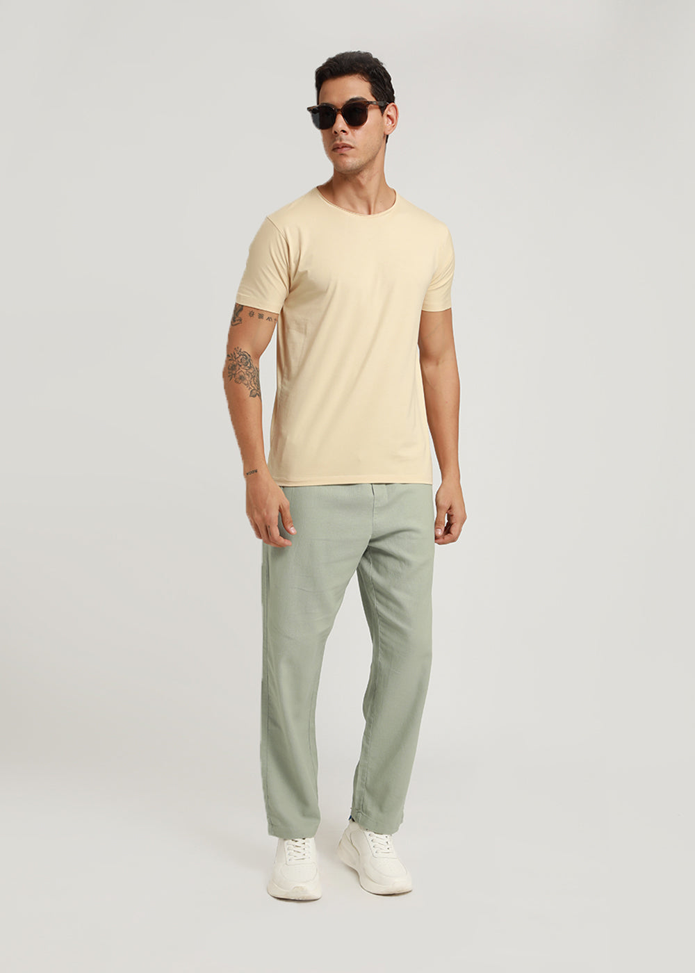 Pastel Green Textured Pants