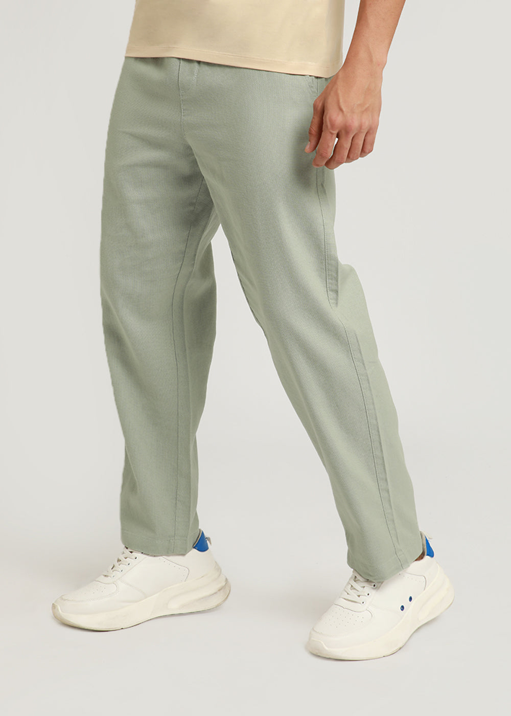Pastel Green Textured Pants