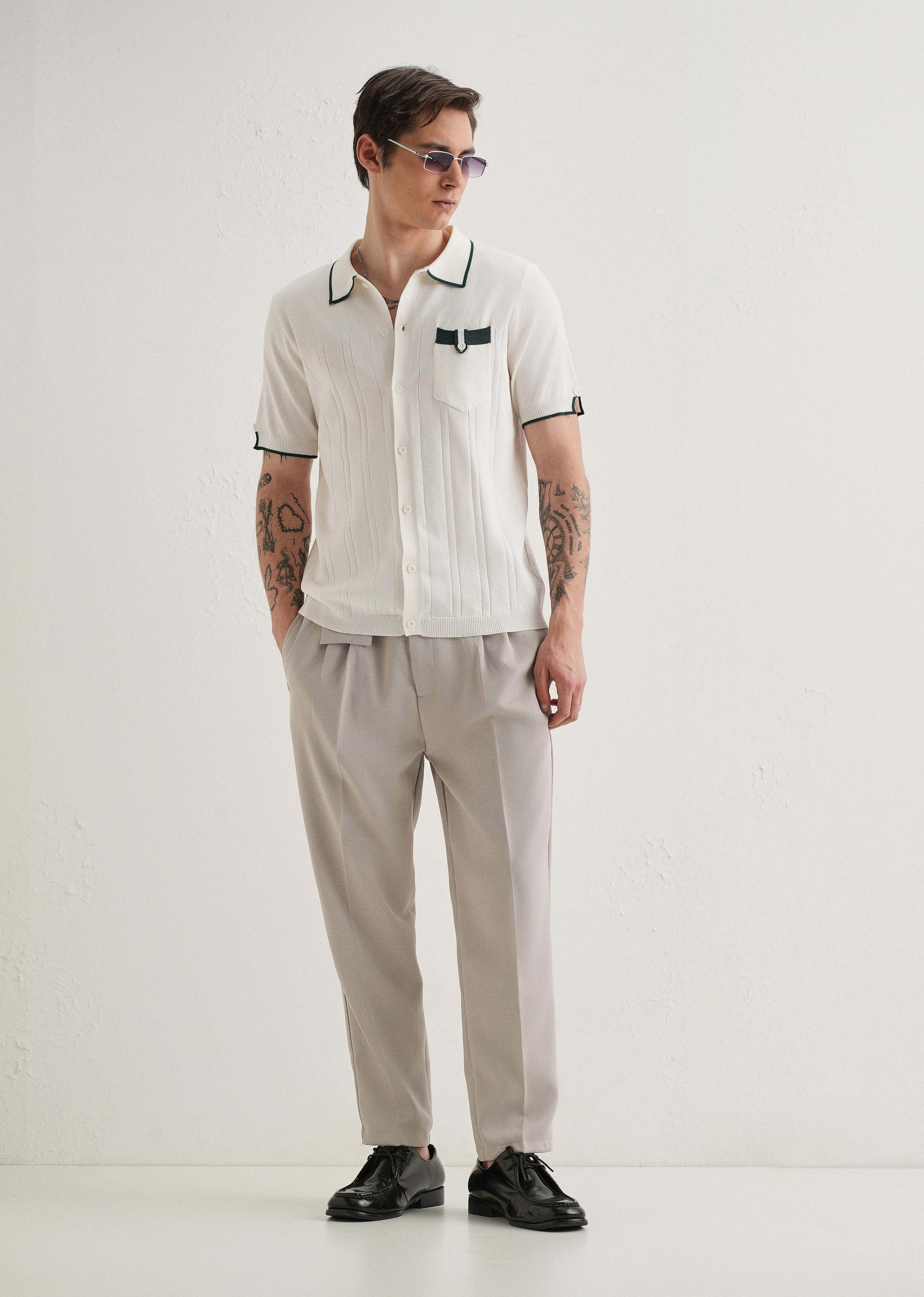Pastel Grey Pleated Korean Pant