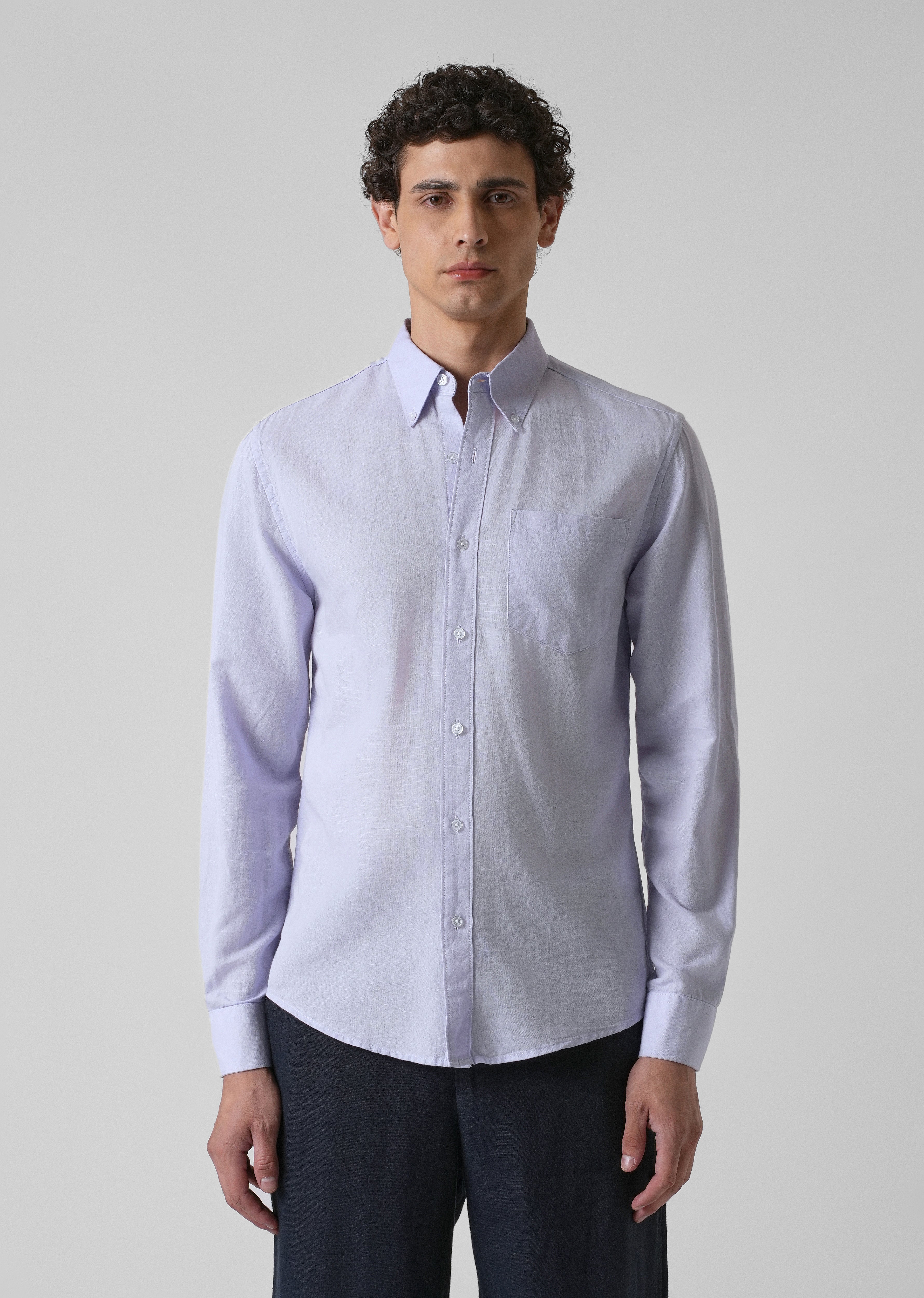 Pastel Lavender Cotton Linen Shirt