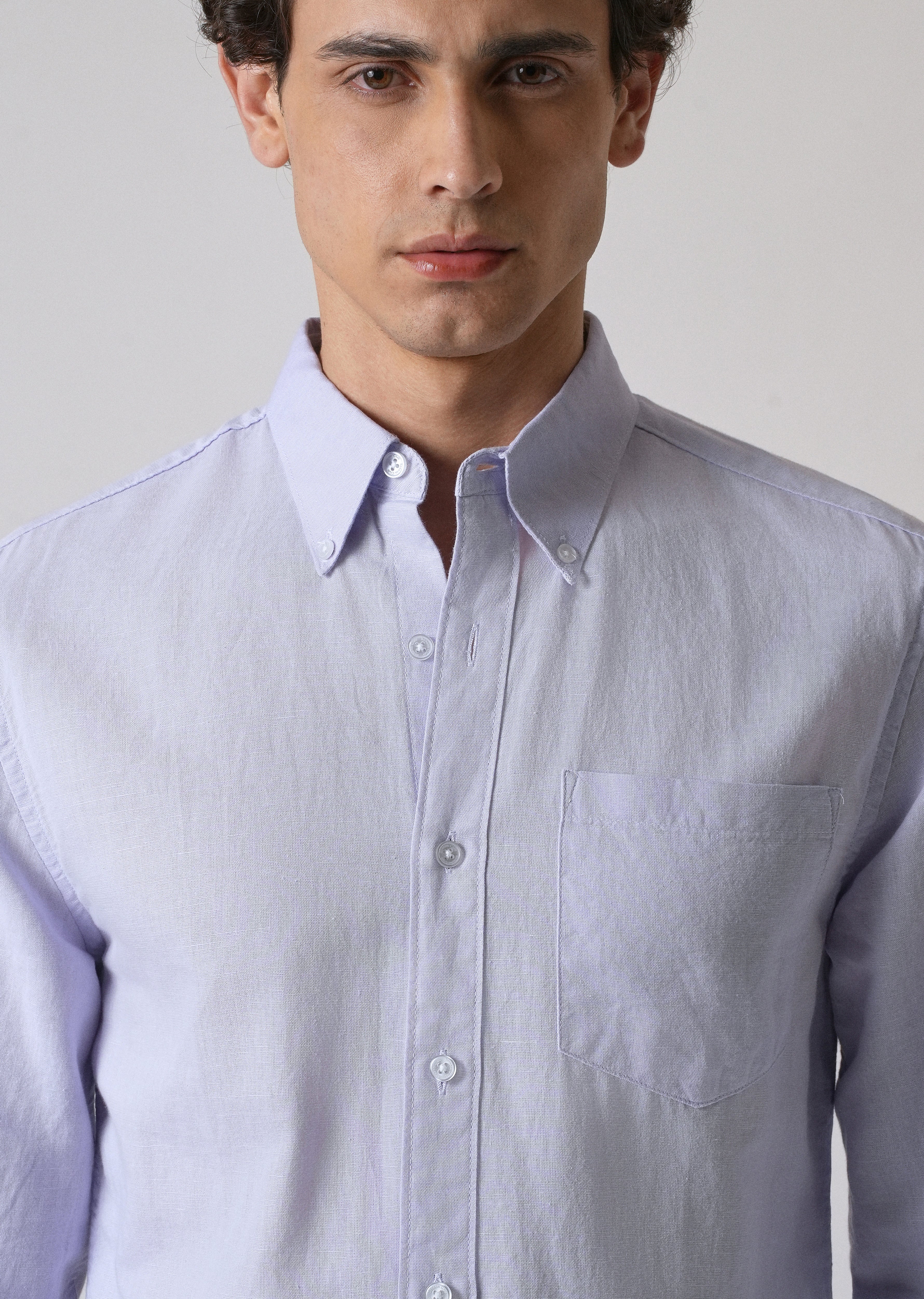 Pastel Lavender Cotton Linen Shirt