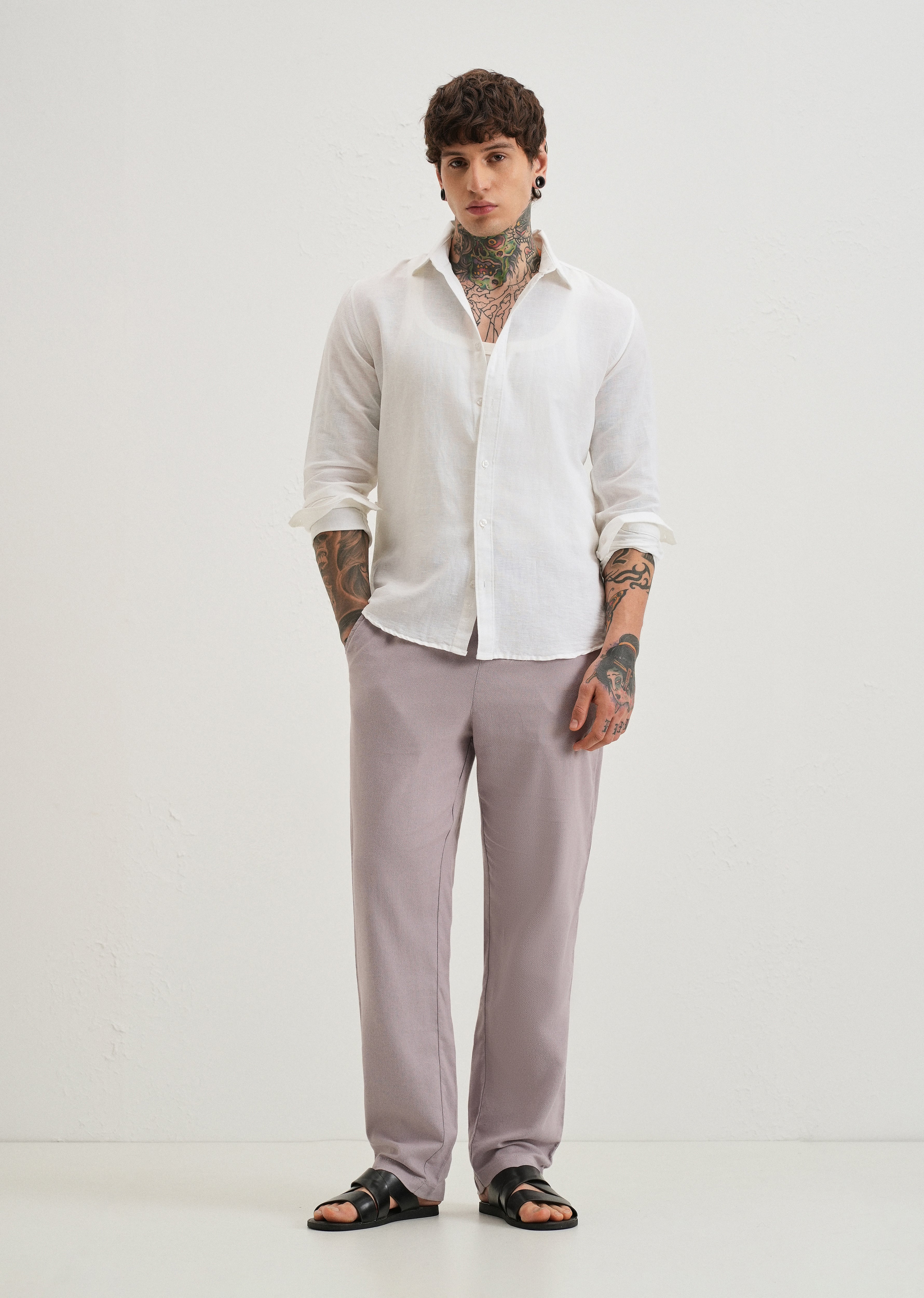 Pastel Lavender Textured Pants