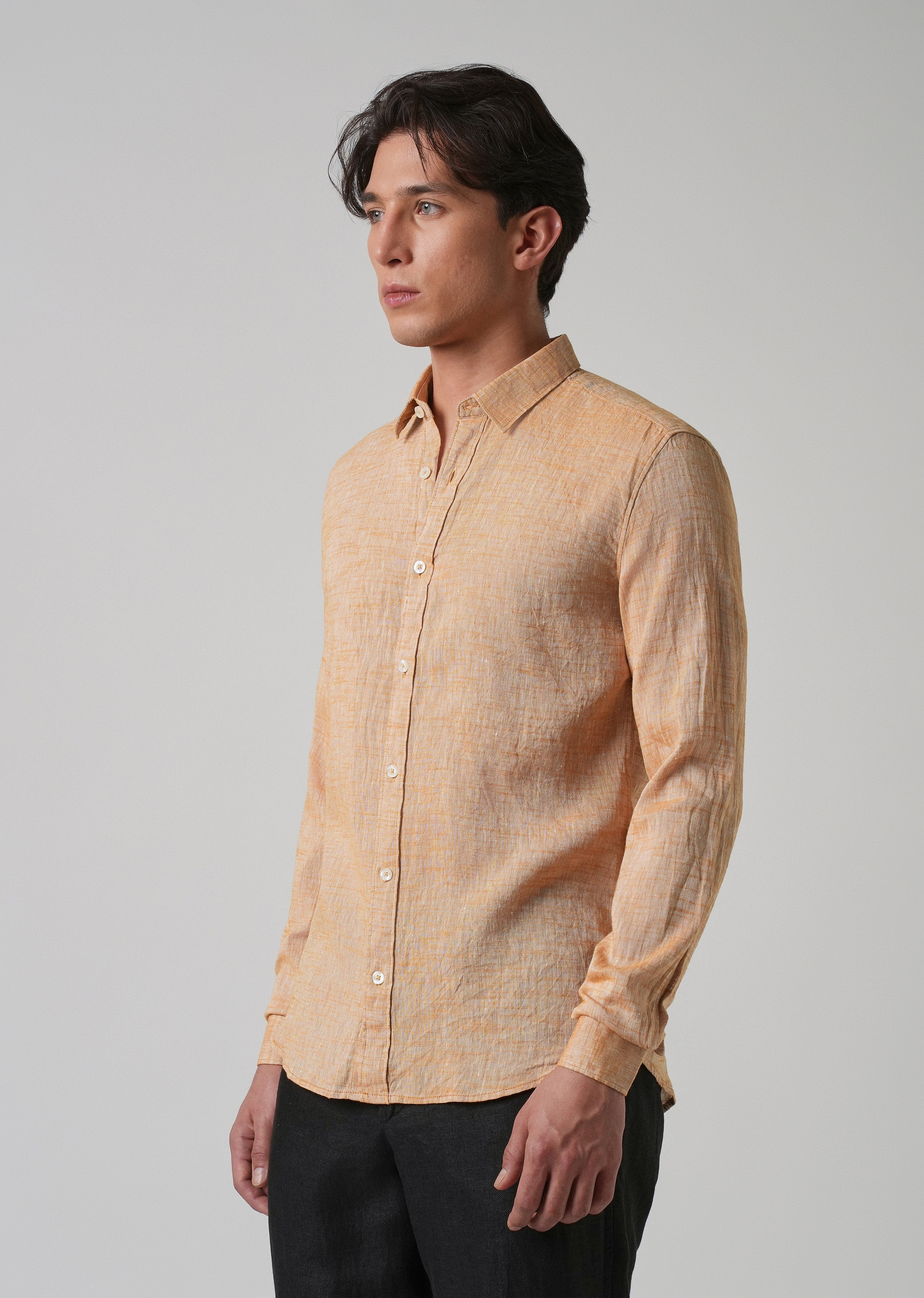 100% Pure Linen Pastel Orange Shirt