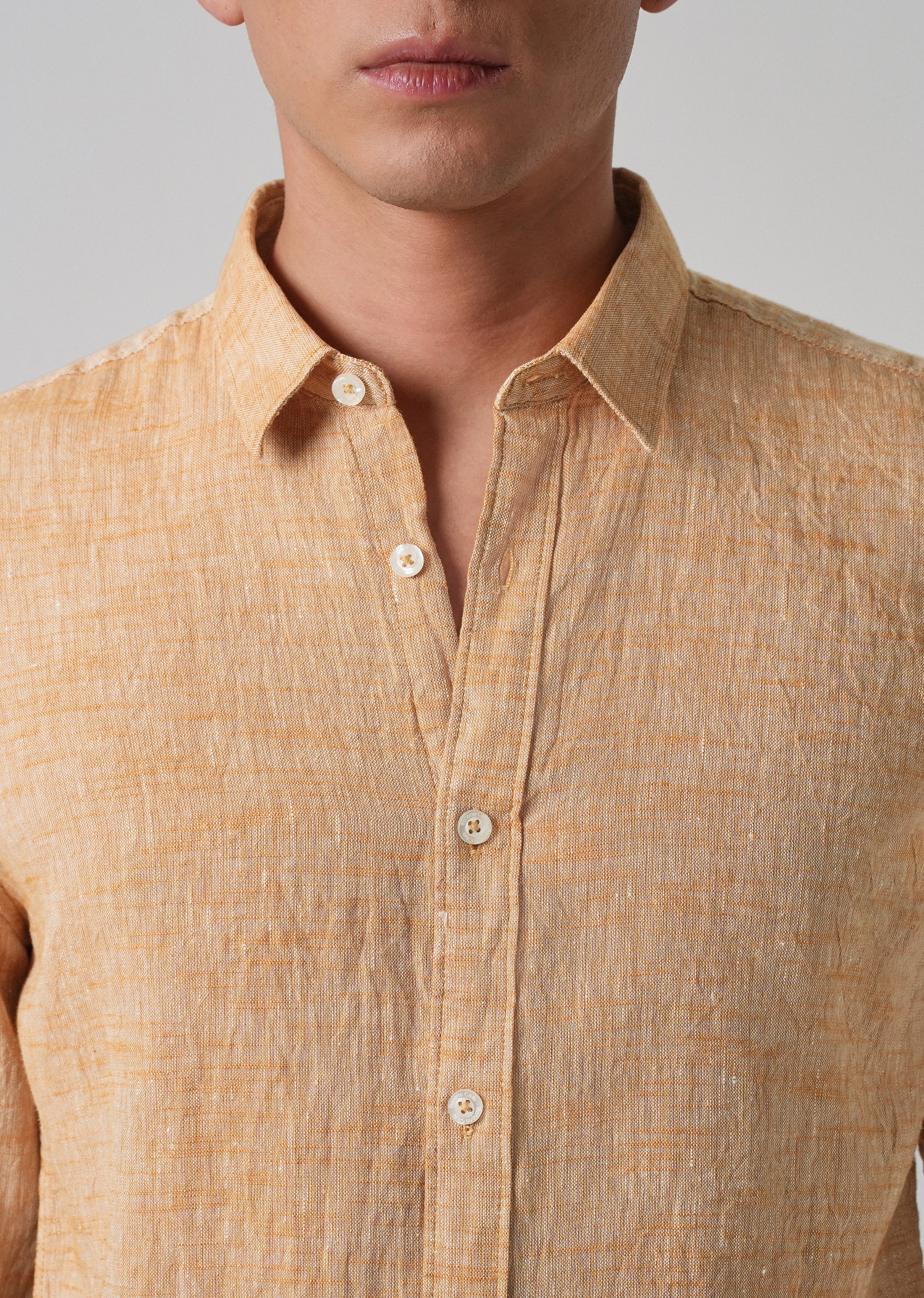 100% Pure Linen Pastel Orange Shirt