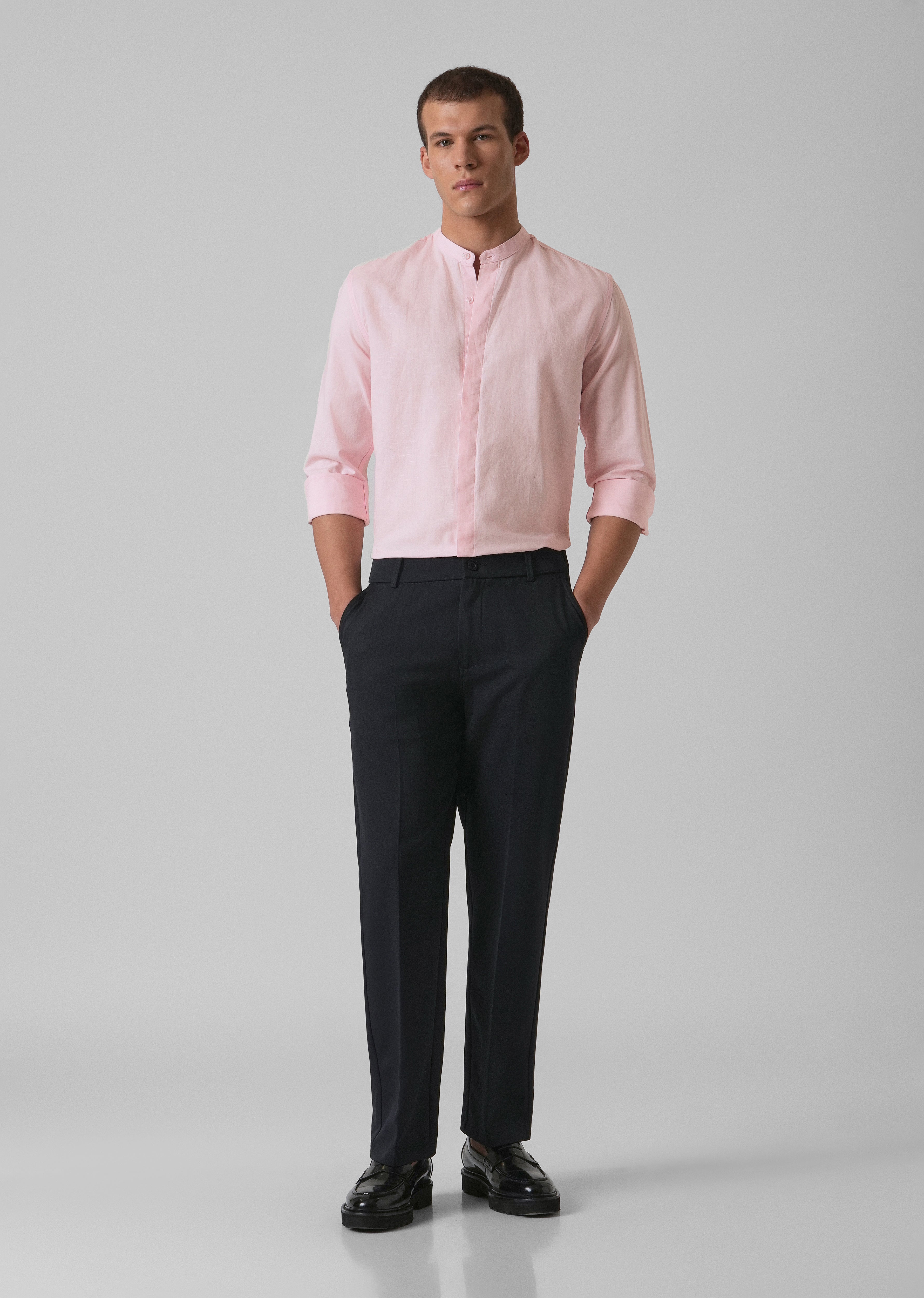 Pastel Pink Cotton Linen Shirt