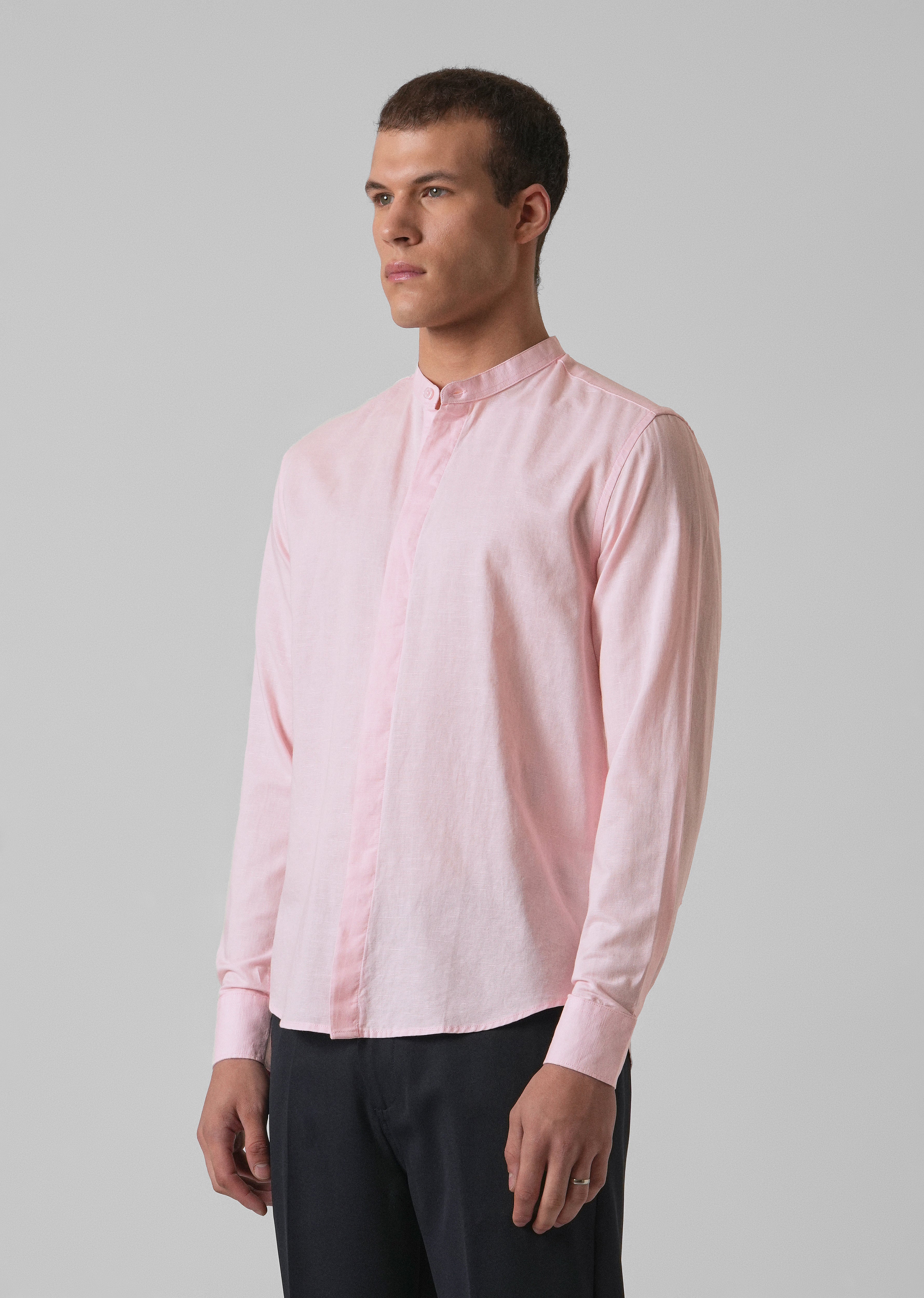 Pastel Pink Cotton Linen Shirt