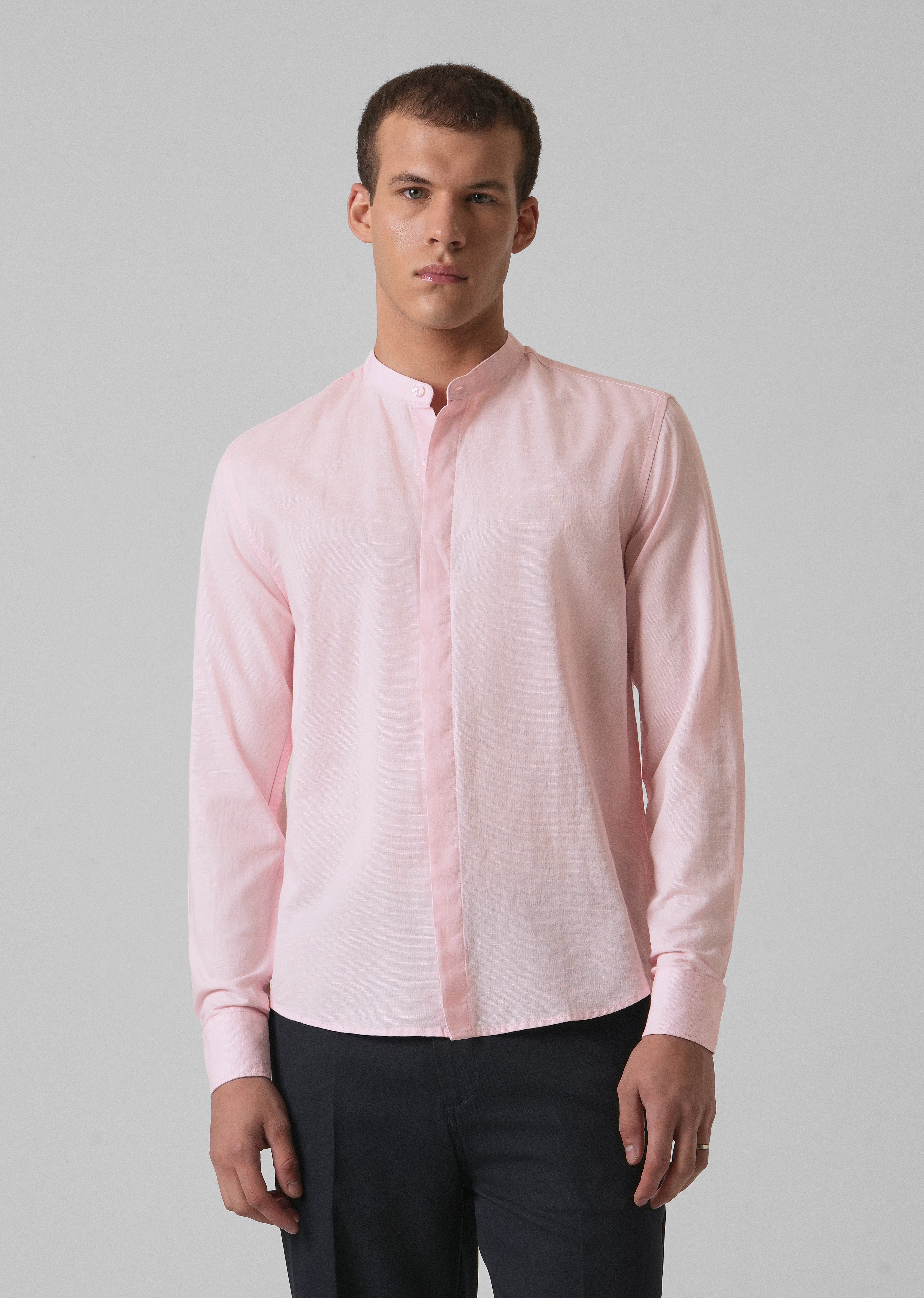 Pastel Pink Cotton Linen Shirt