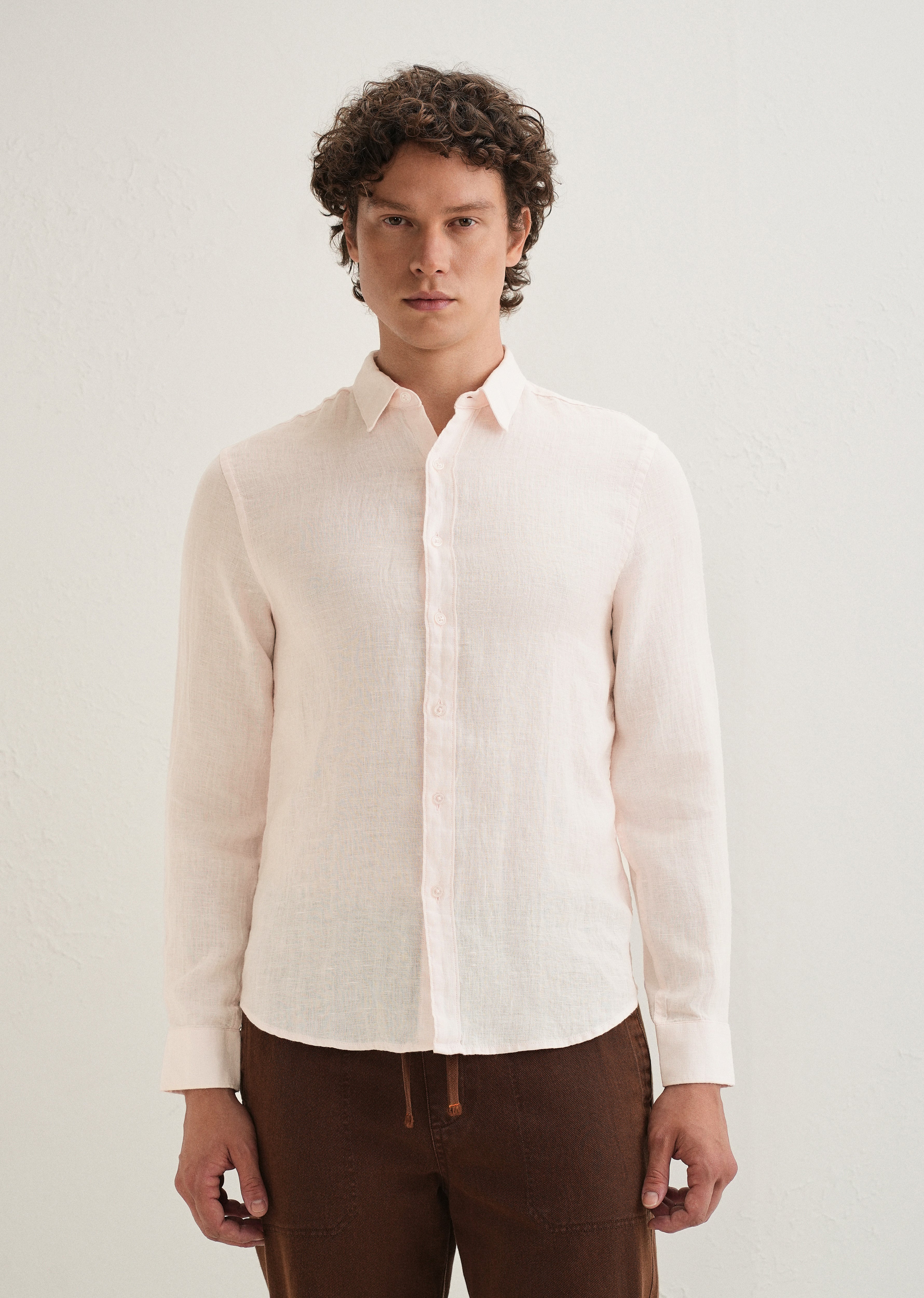 Pastel Pink Pure Linen Shirt