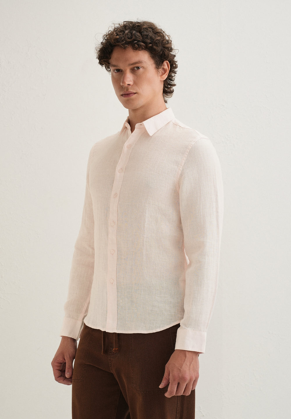 Pastel Pink Pure Linen Shirt