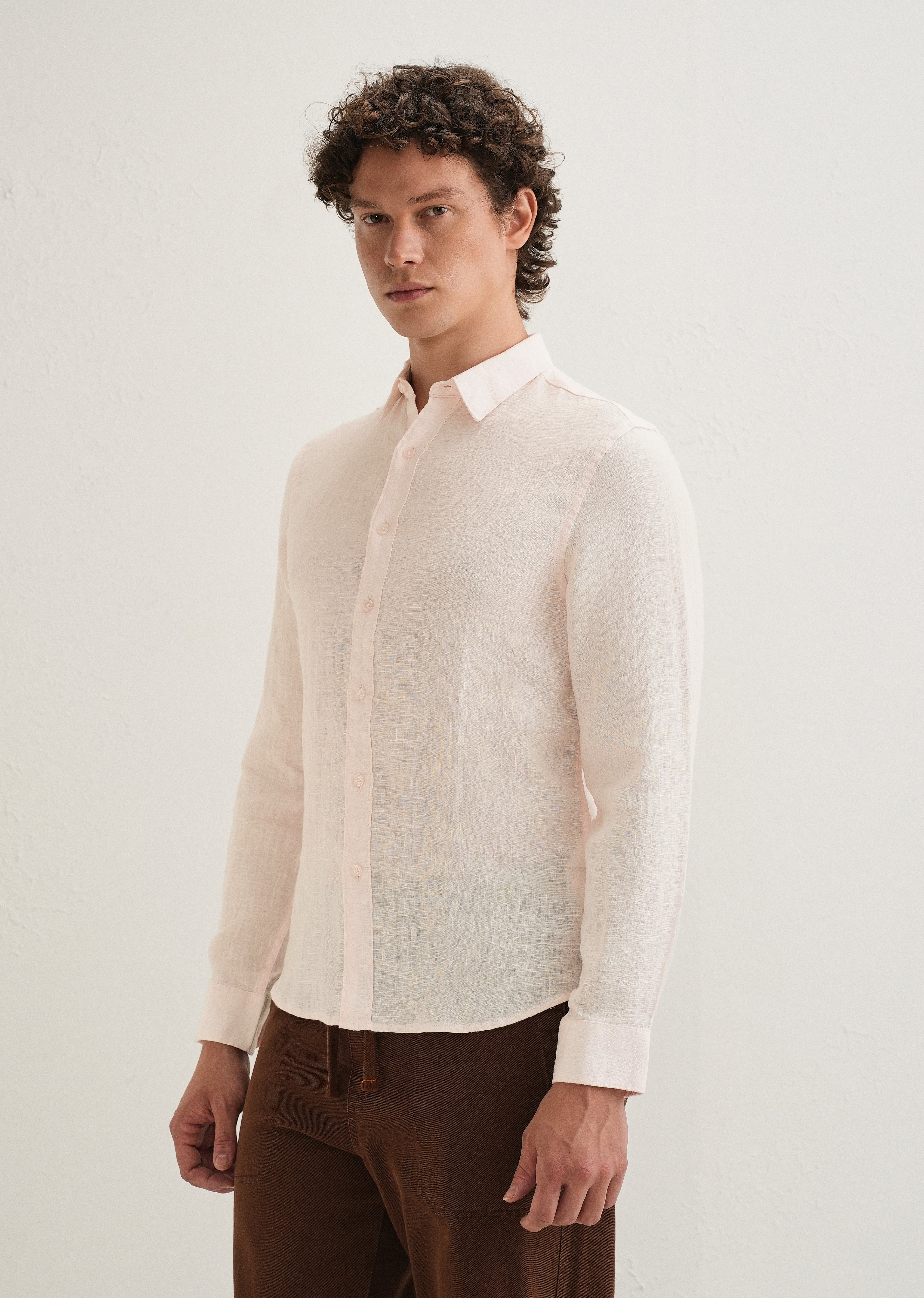 Pastel Pink Pure Linen Shirt