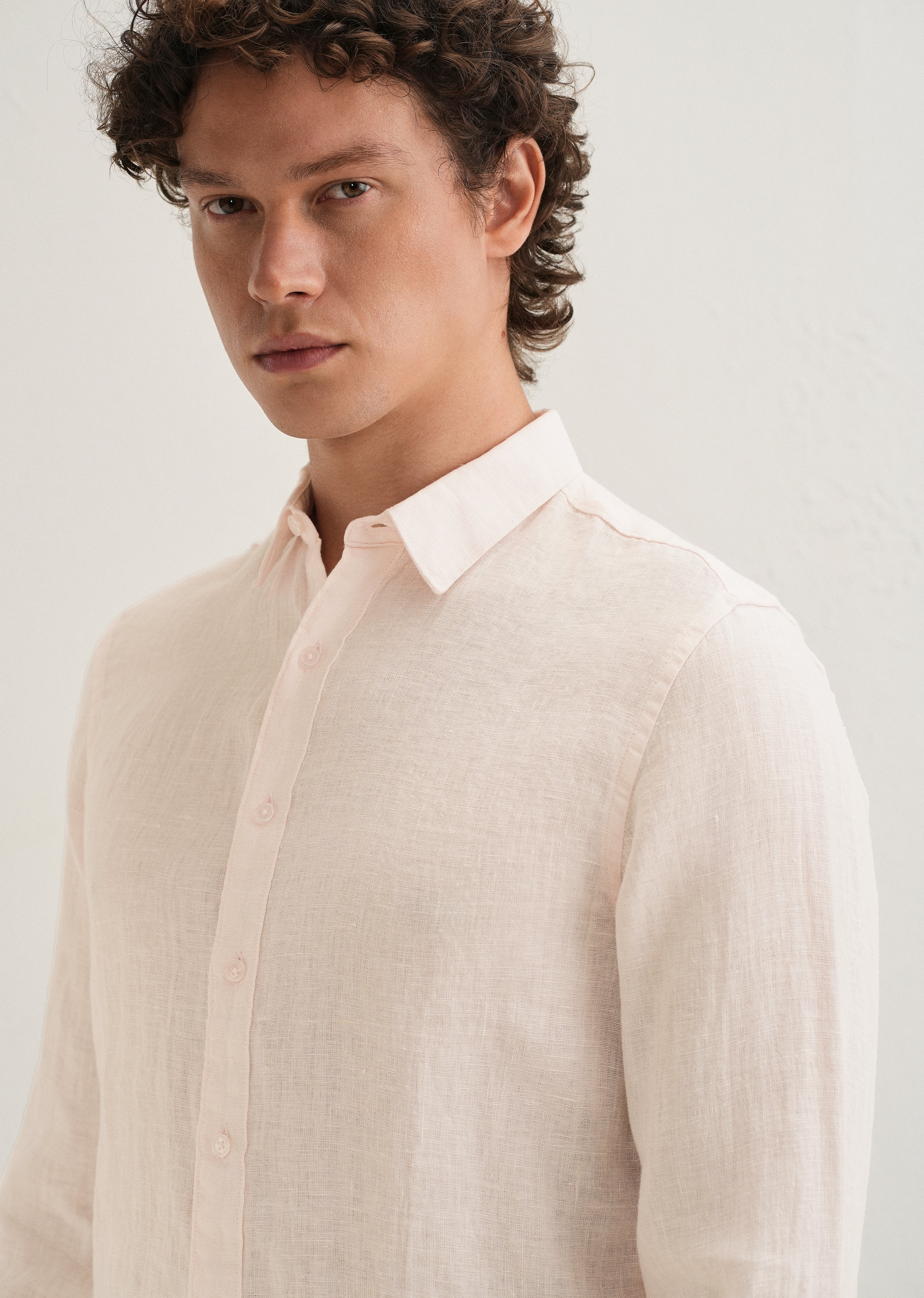 Pastel Pink Pure Linen Shirt