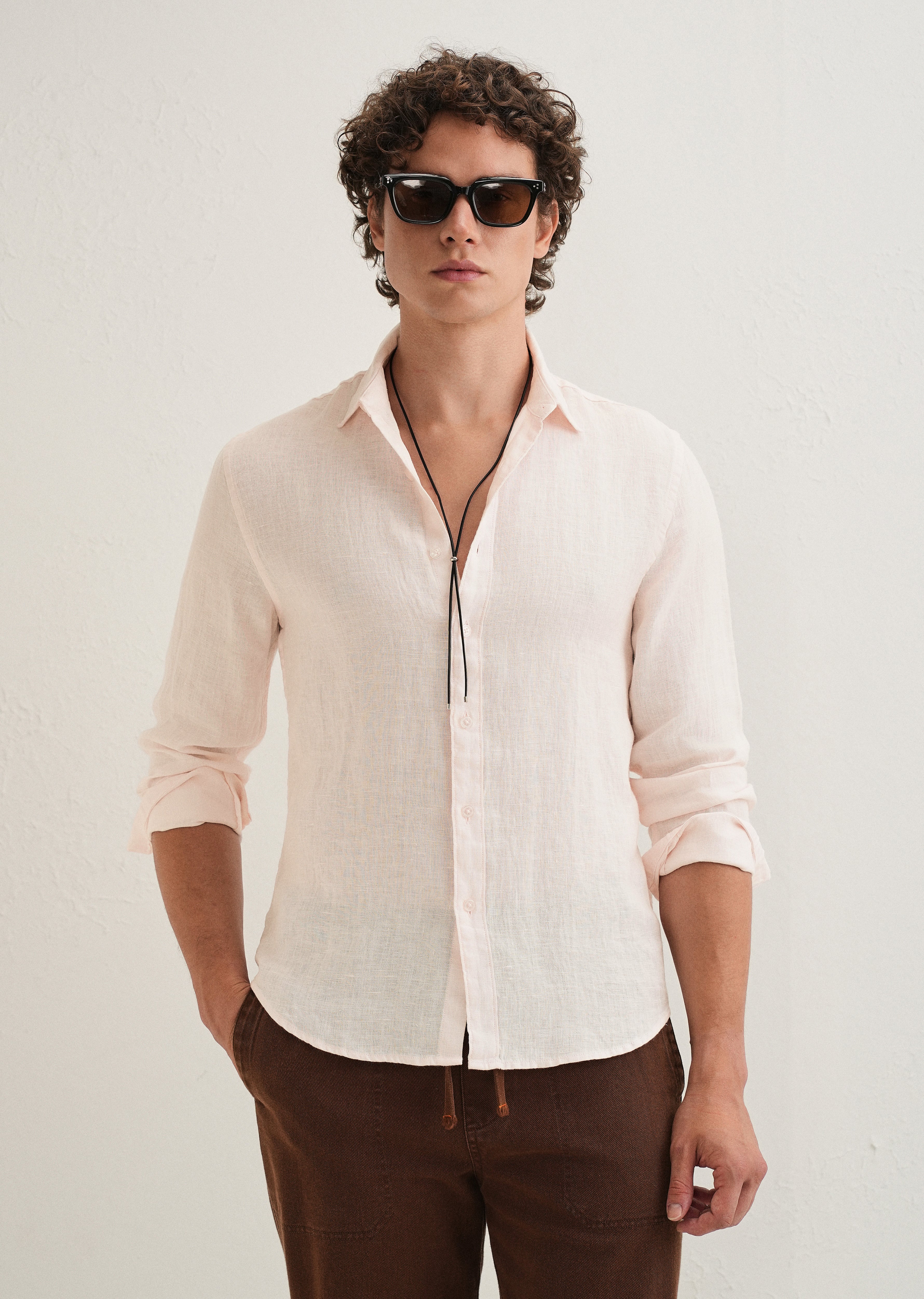 Pastel Pink Pure Linen Shirt