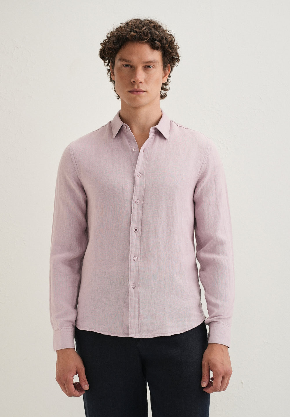 Pastel Purple Pure Linen Shirt