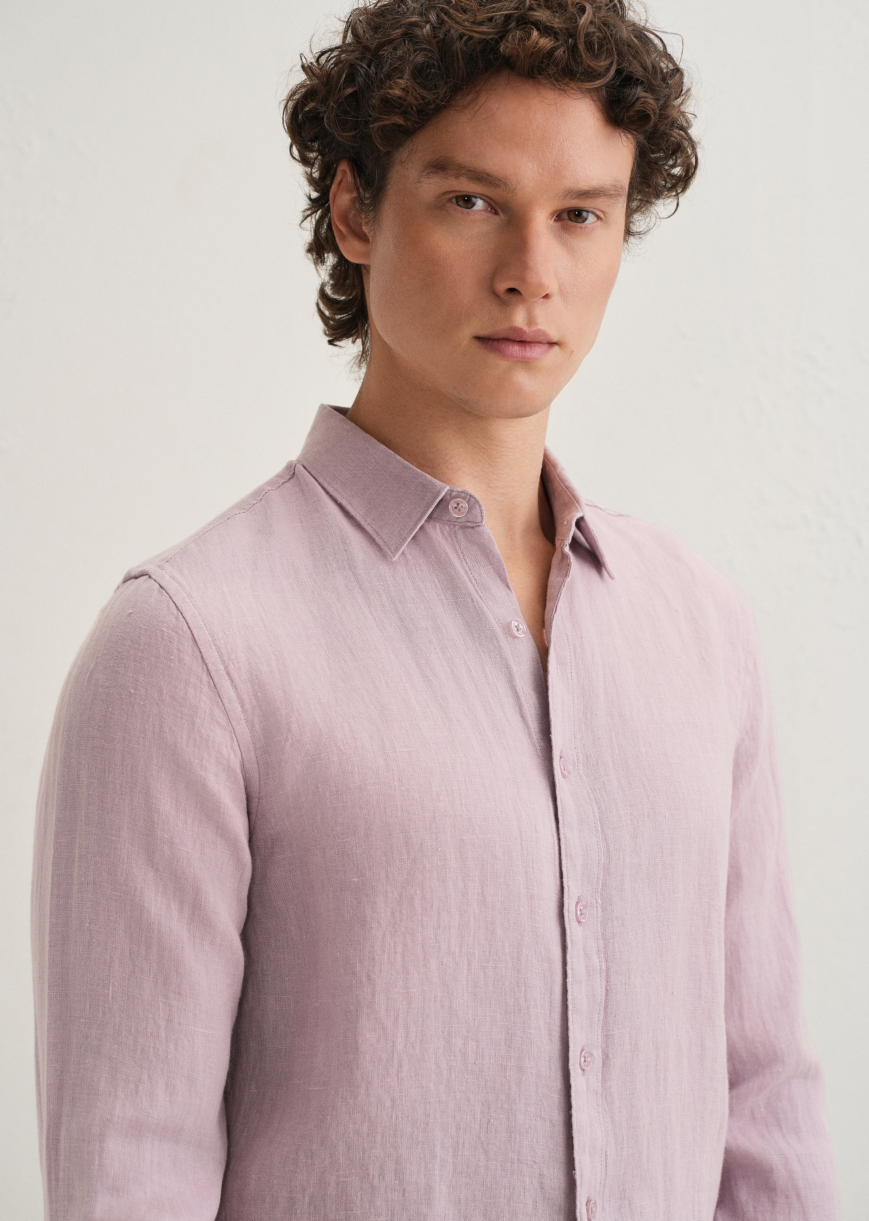 Pastel Purple Pure Linen Shirt
