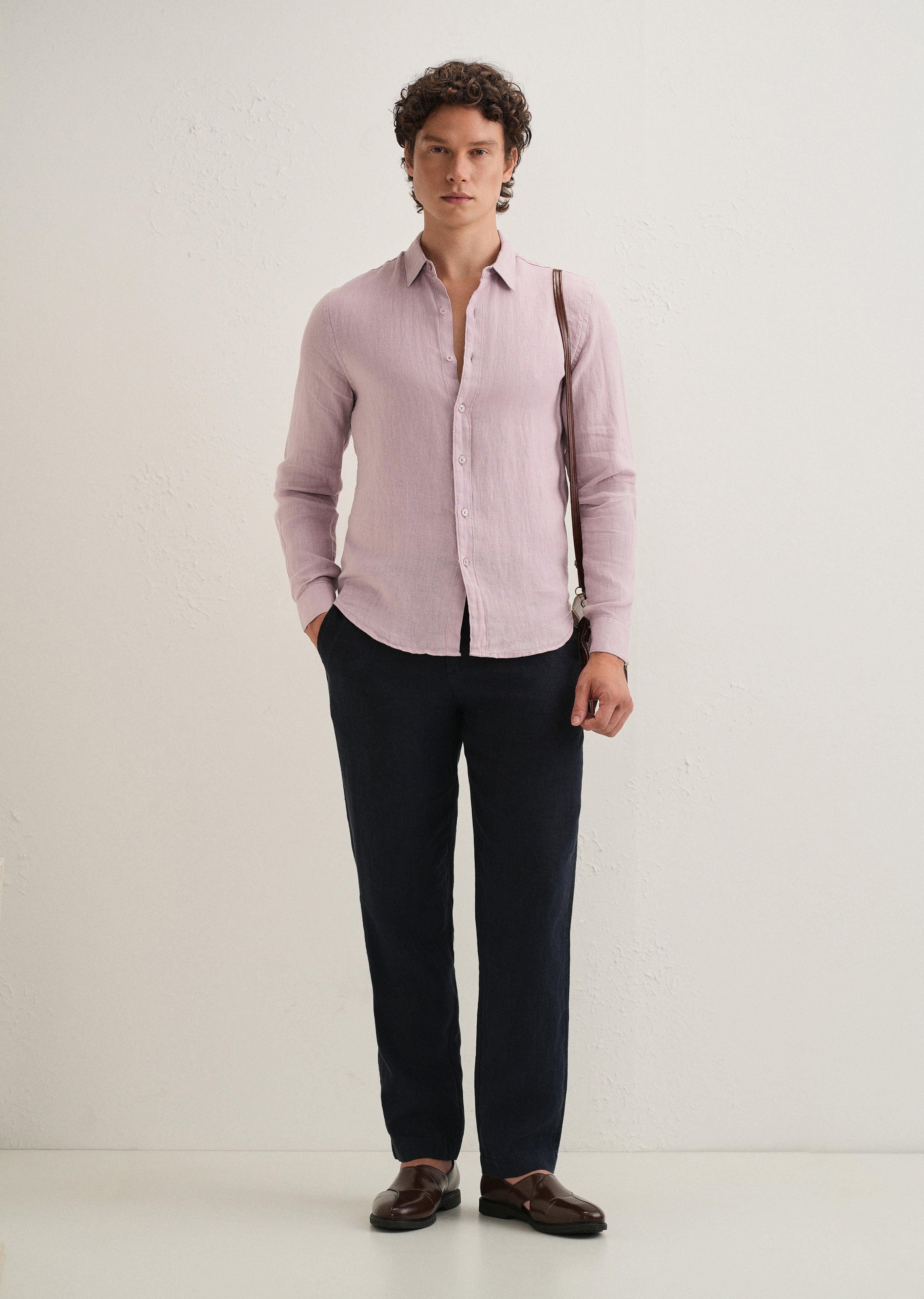 Pastel Purple Pure Linen Shirt