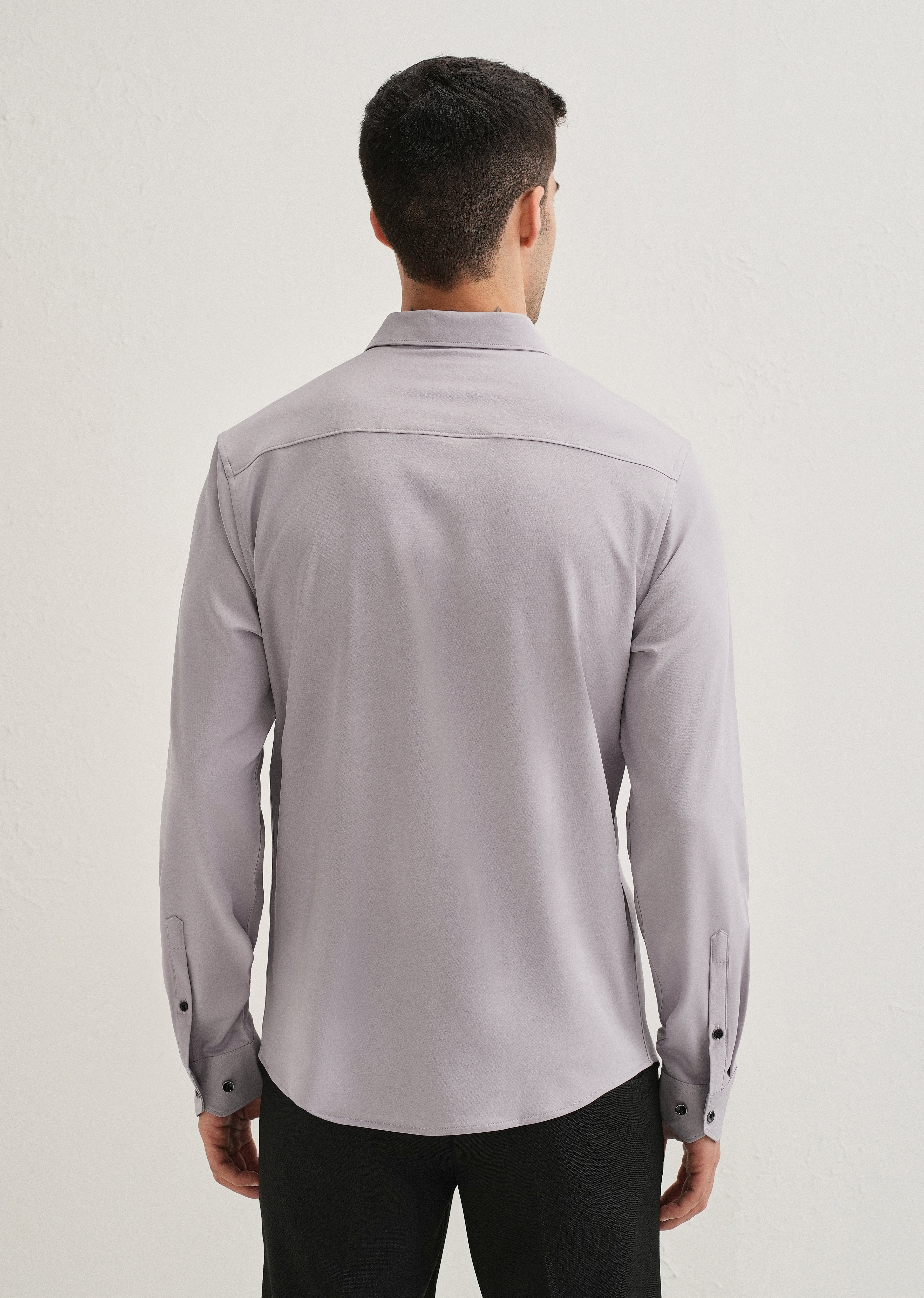 Pastel Purple Wrinkle Free Stitchless Placket Shirt