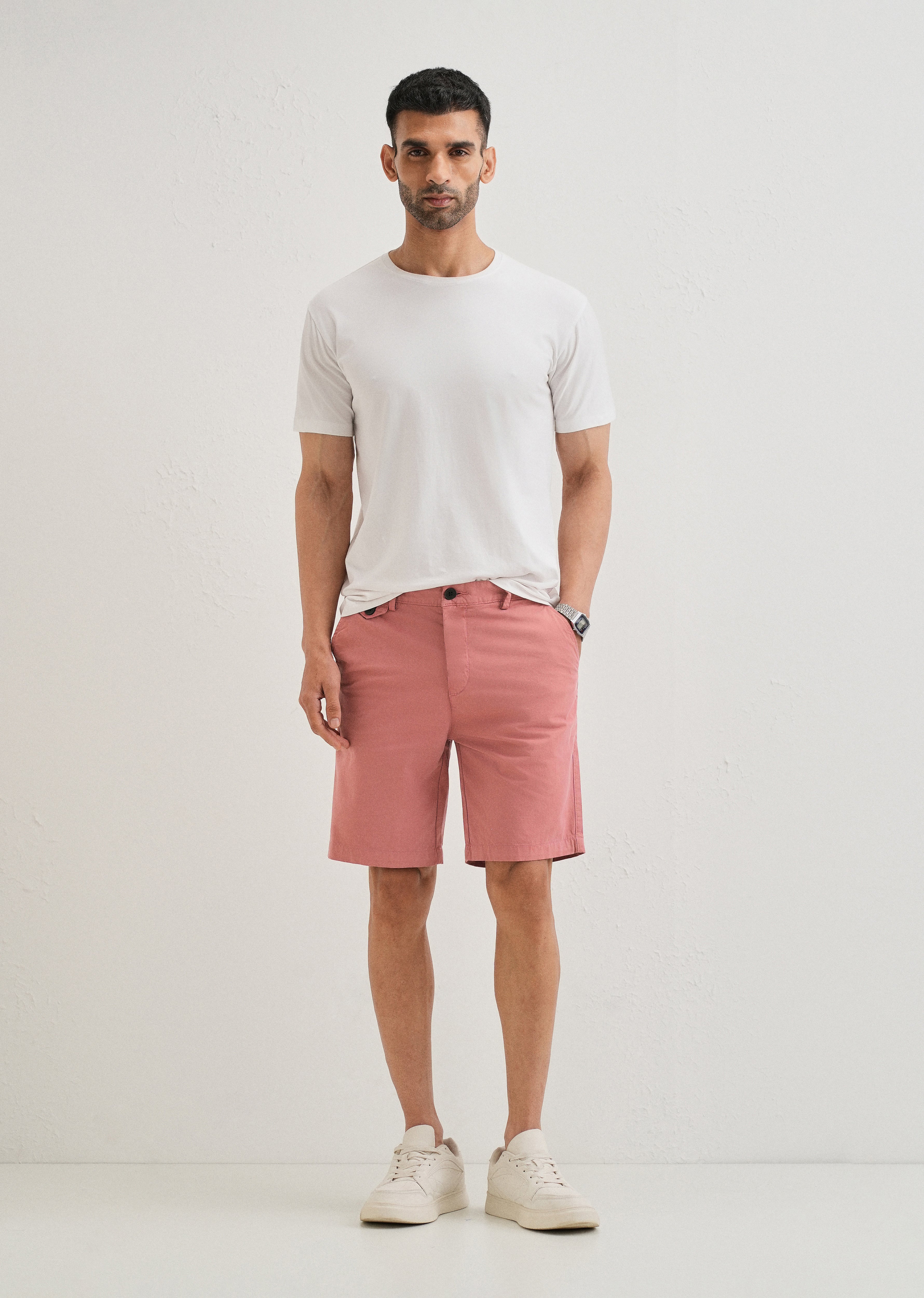 Pastel Red Cotton Shorts