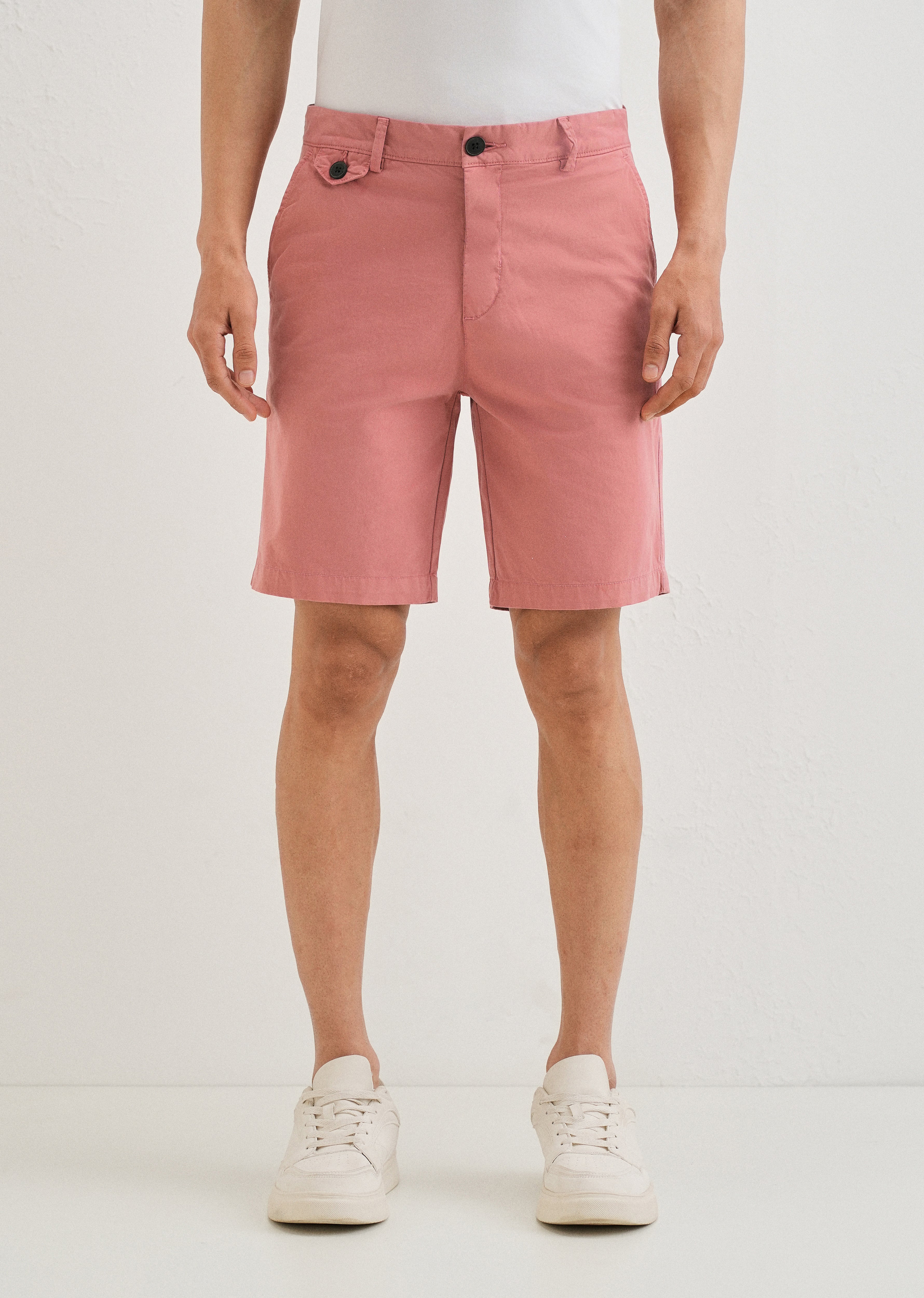Pastel Red Cotton Shorts