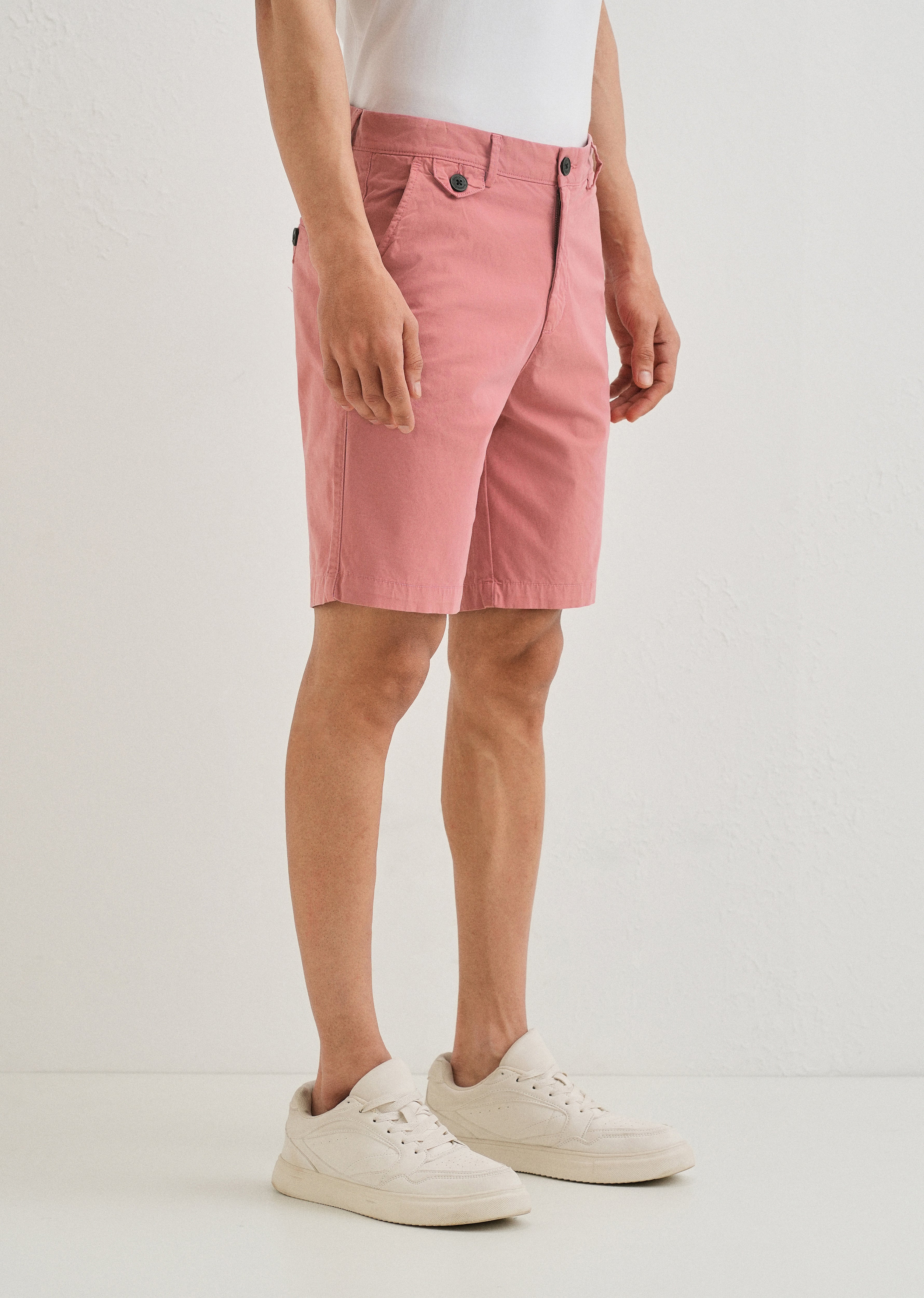 Pastel Red Cotton Shorts