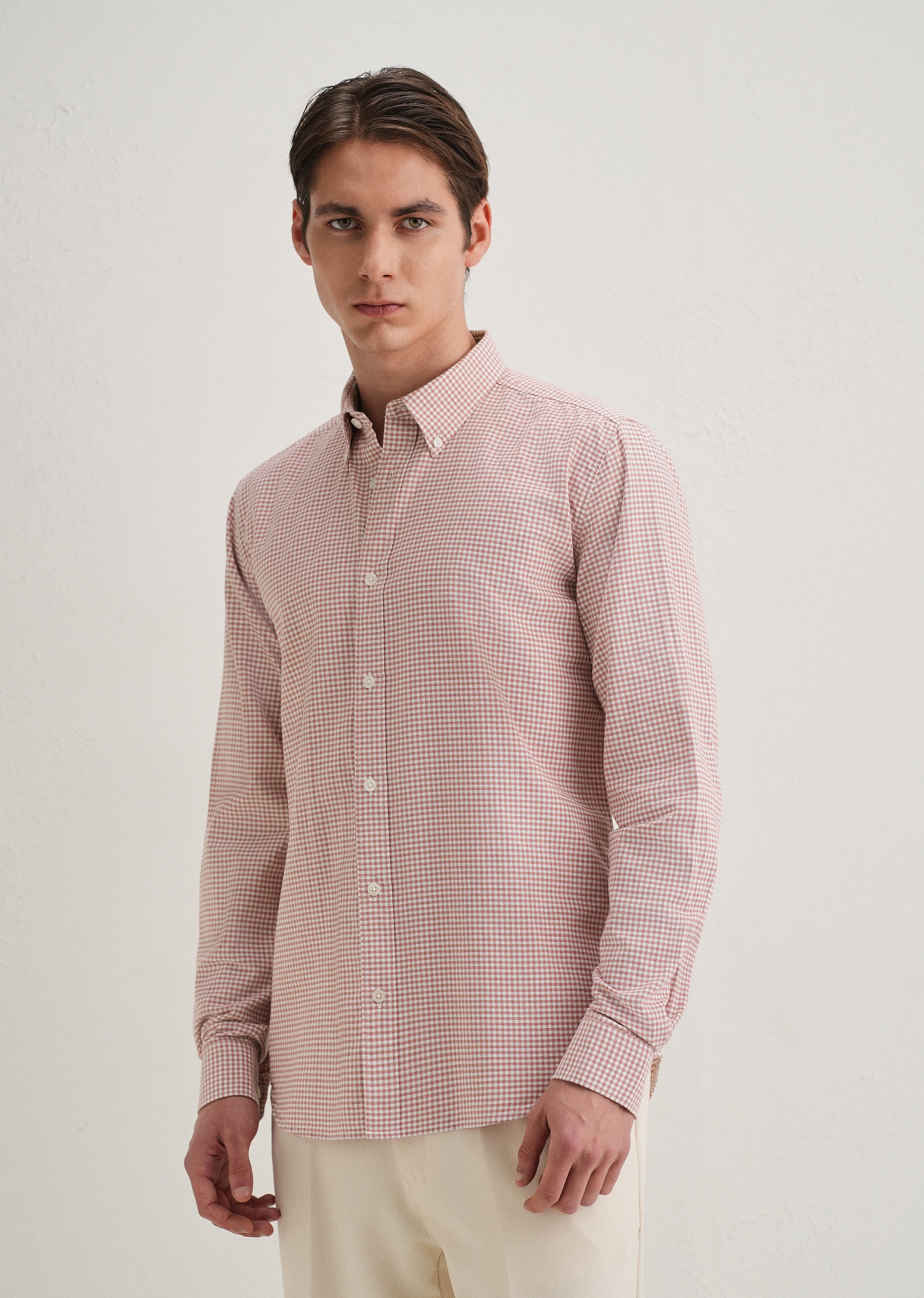 Pastel Red Gingham Check Shirt