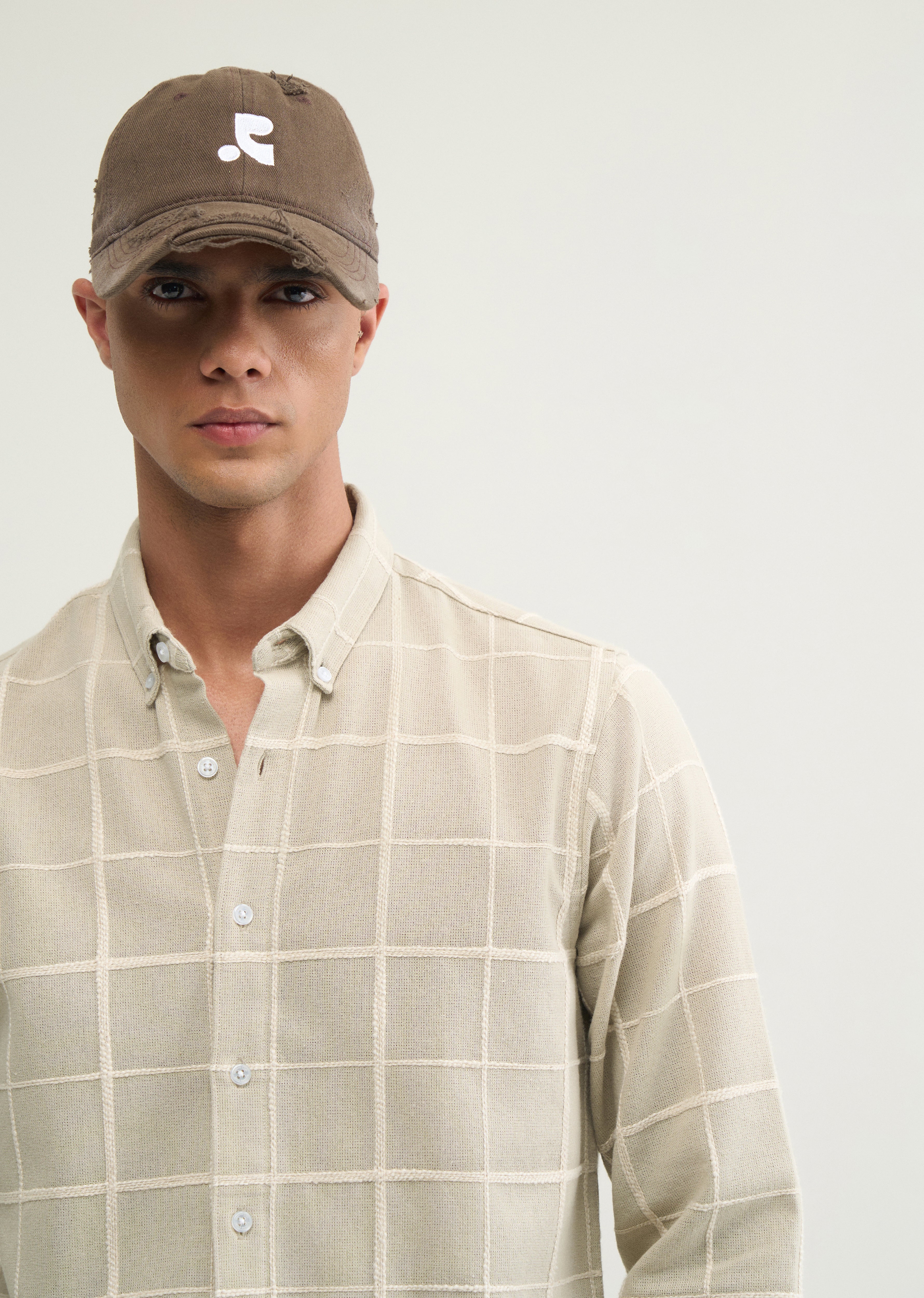 Pastel Sage Self Checked Shirt
