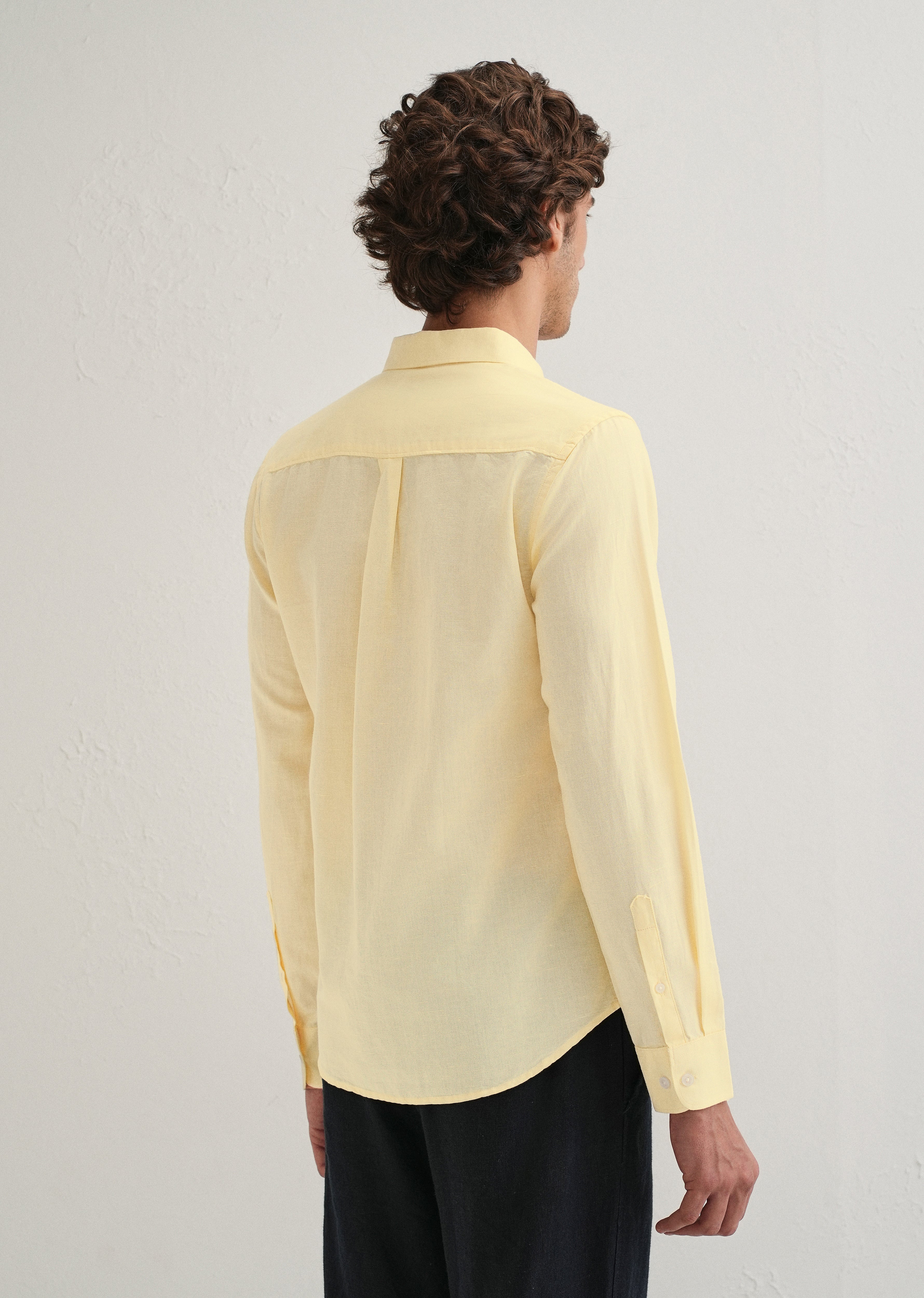 Pastel Yellow Cotton Linen Shirt