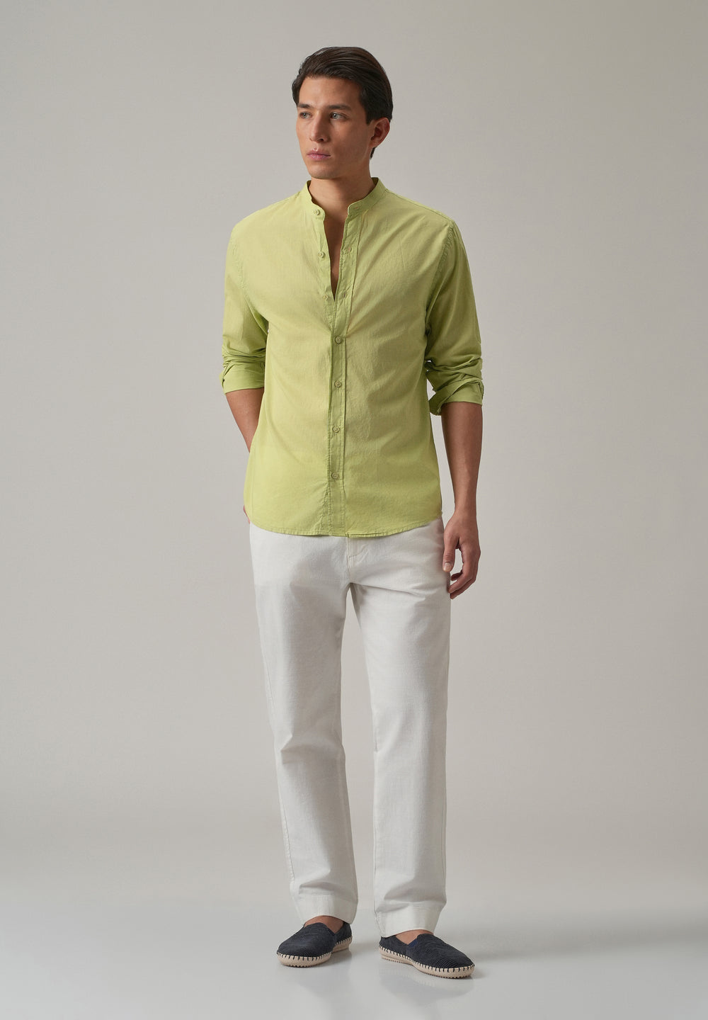 Pastel Green Plain Cotton Shirt