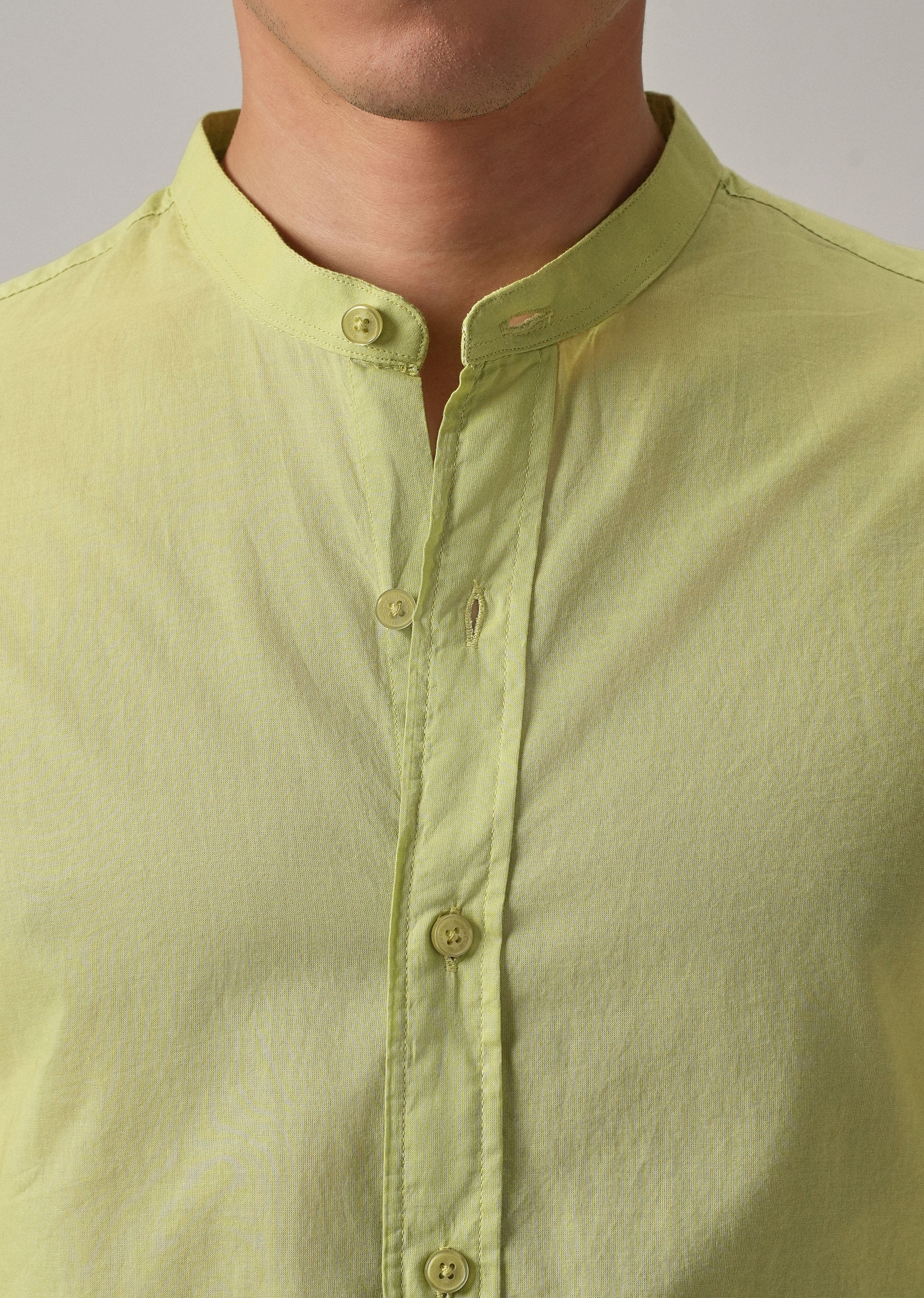 Pastel Green Plain Cotton Shirt