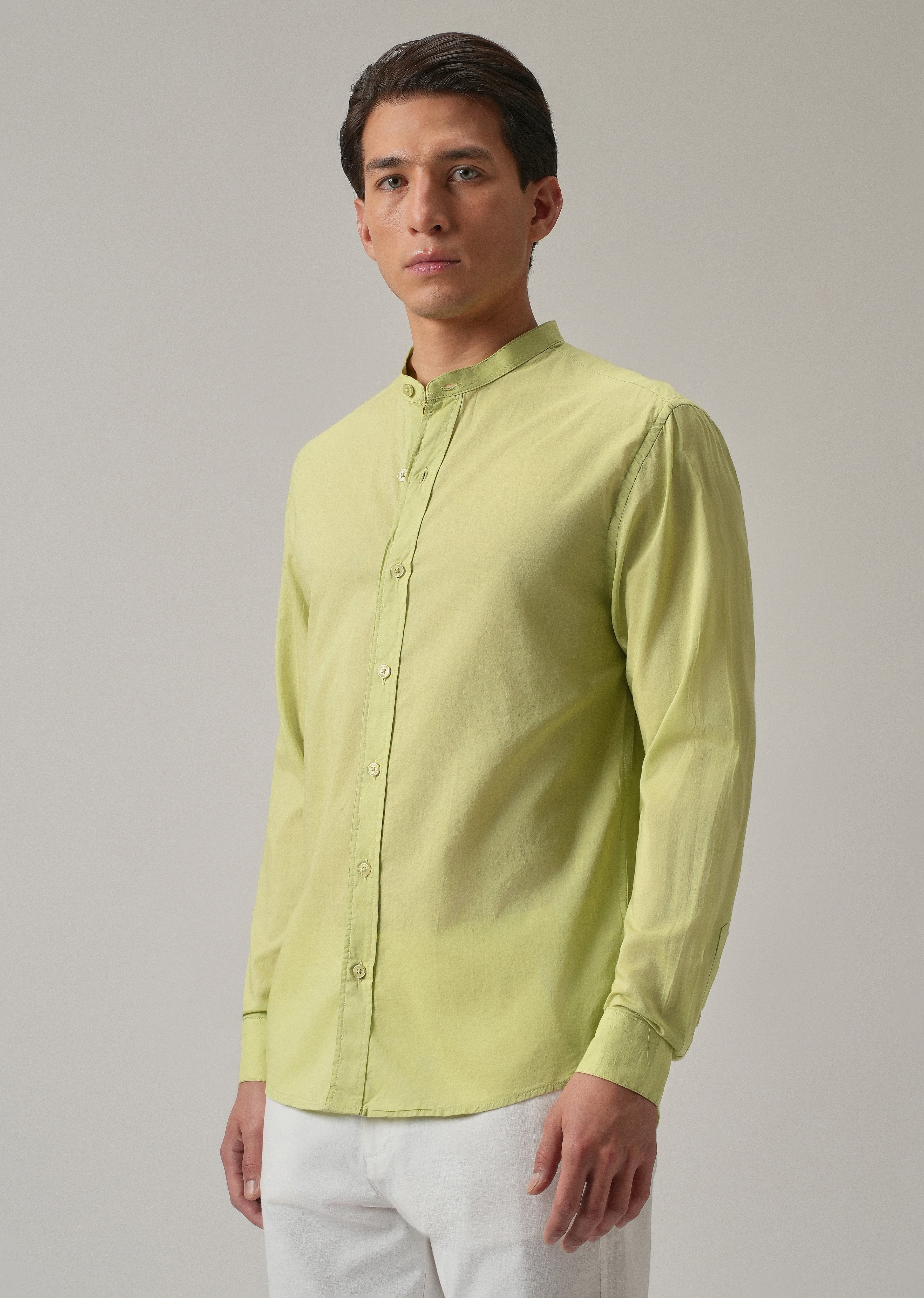 Pastel Green Plain Cotton Shirt