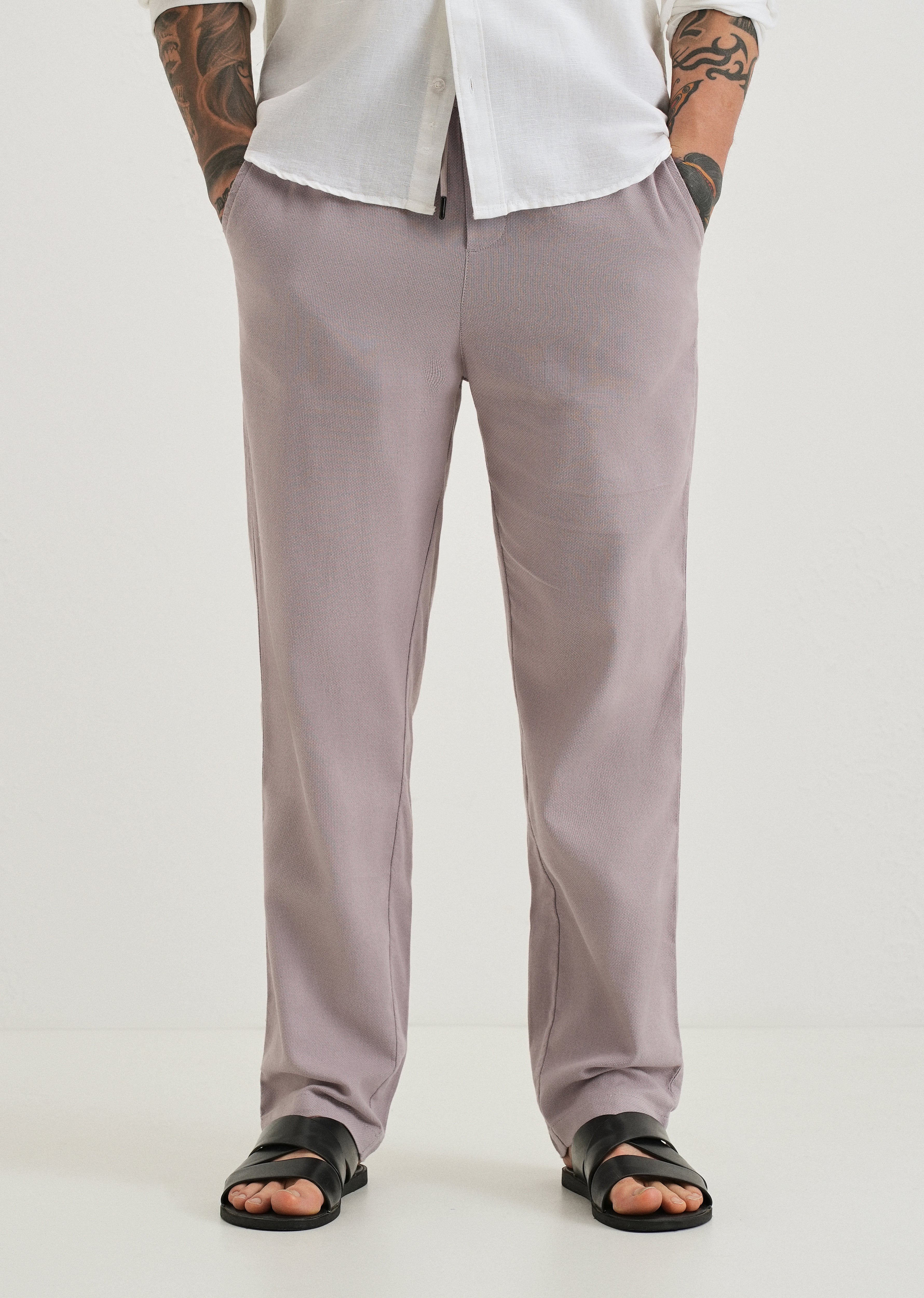 Pastel Lavender Textured Pants