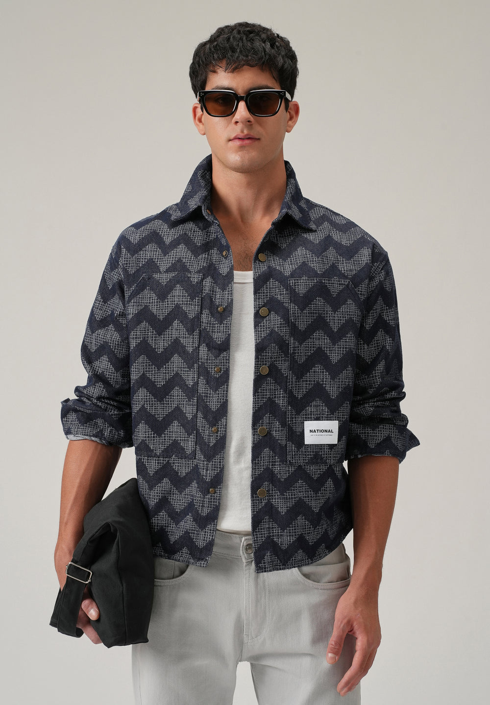 Patterned Denim Jacquard Jacket