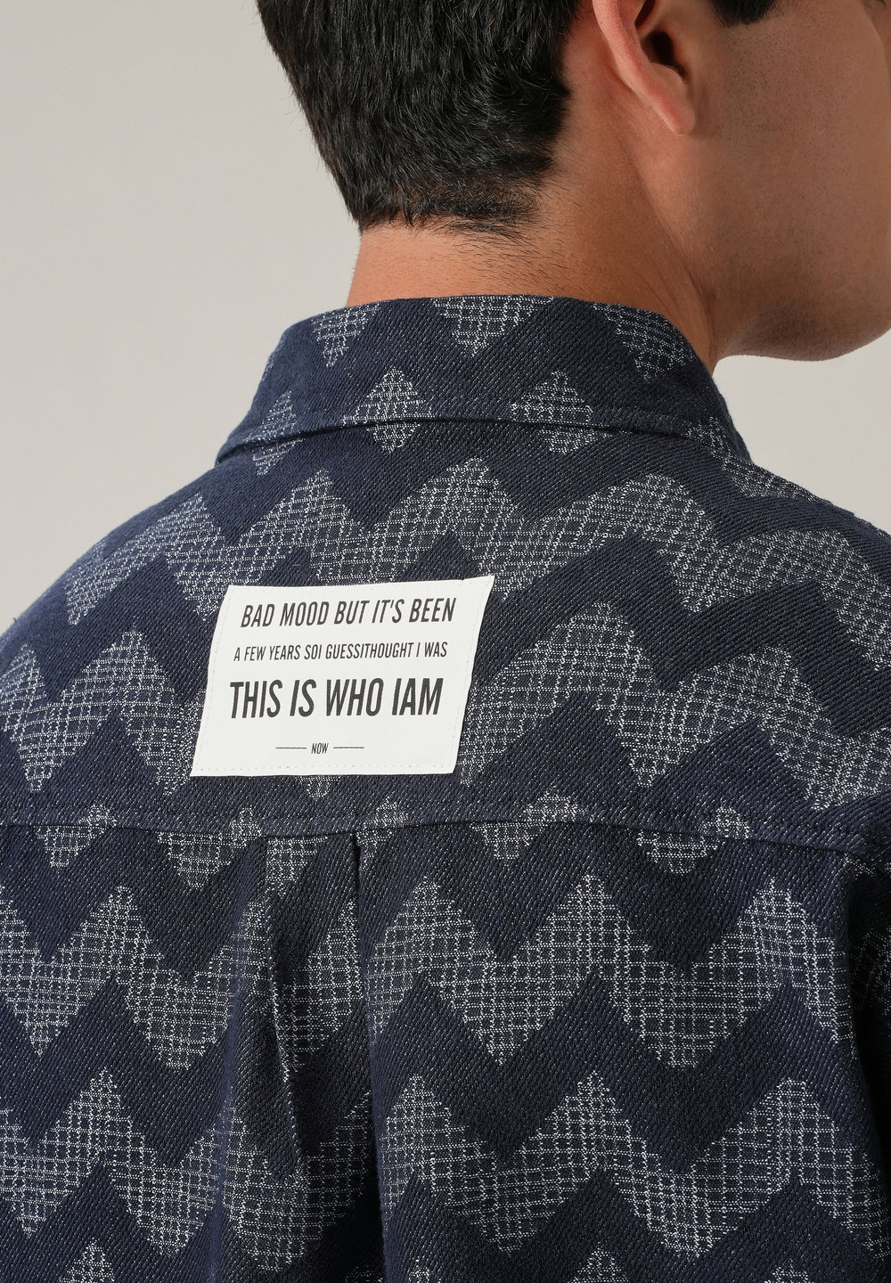 Patterned Denim Jacquard Jacket