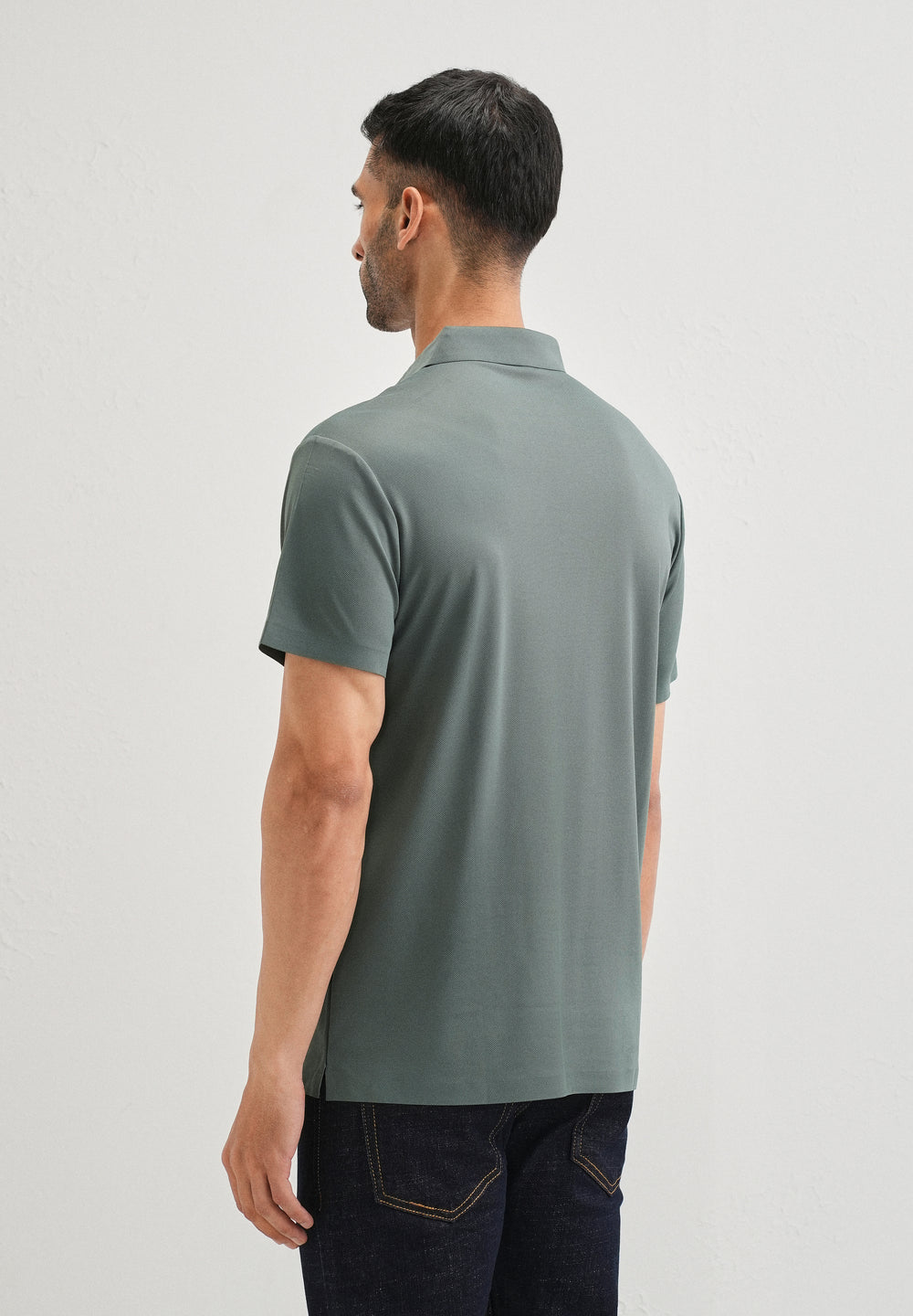 Patterned Green Plain Stitchless Polo T-shirt
