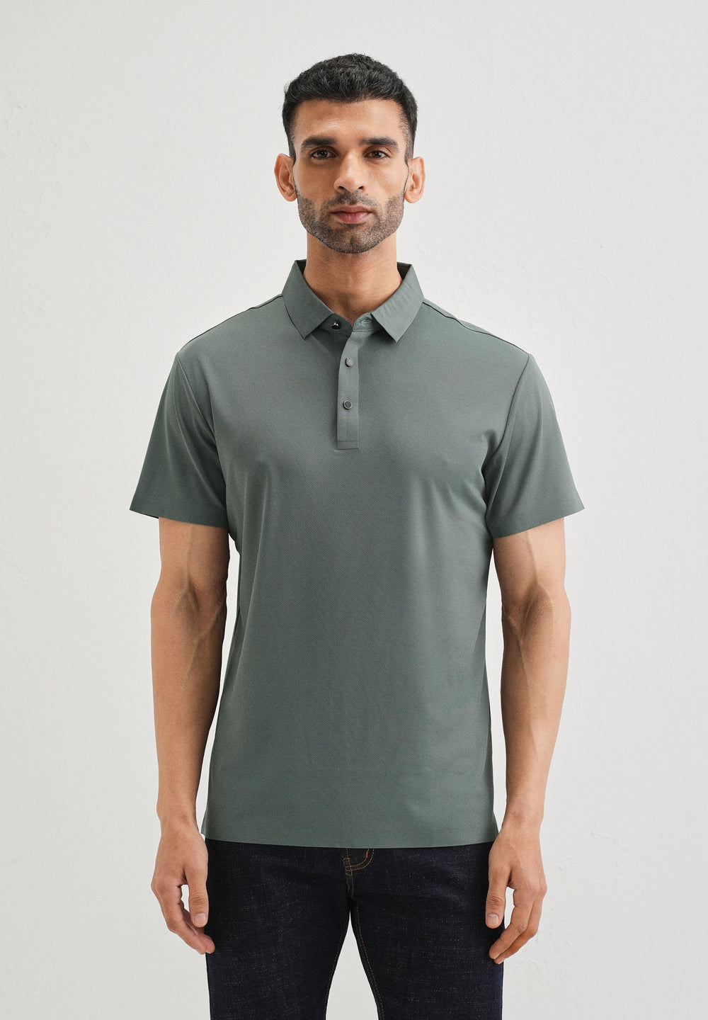 Patterned Green Plain Stitchless Polo T-shirt