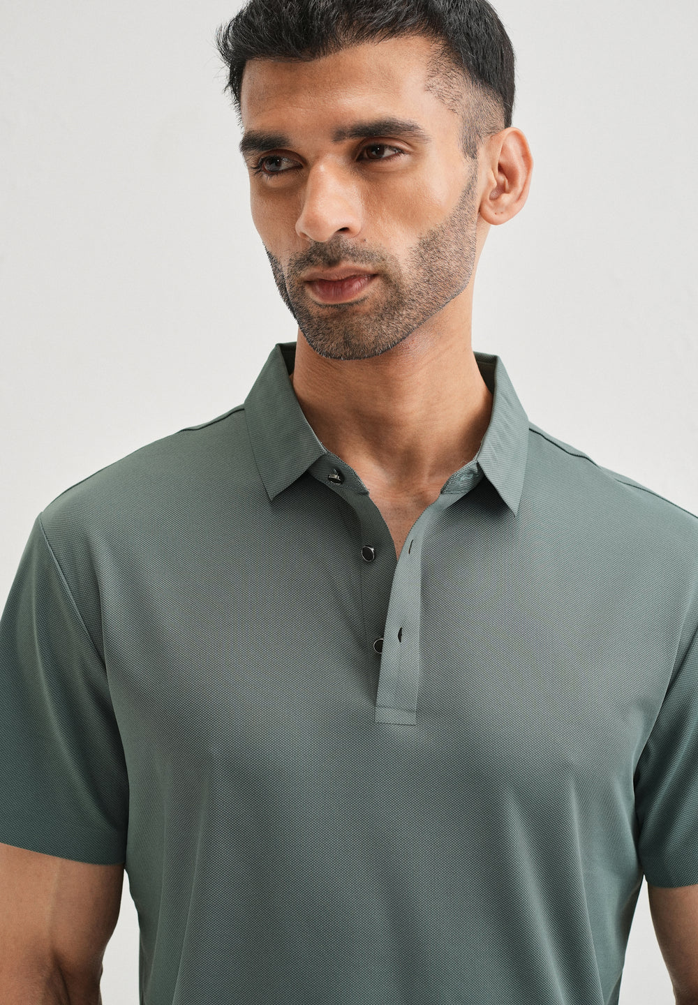 Patterned Green Plain Stitchless Polo T-shirt