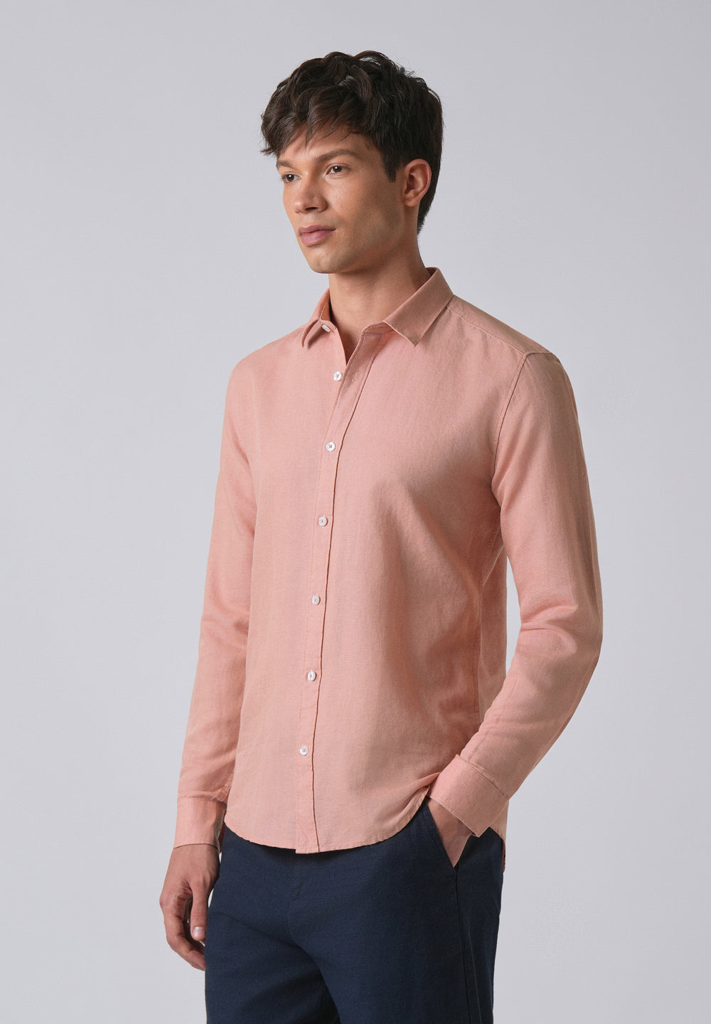 Peach Linen Shirt