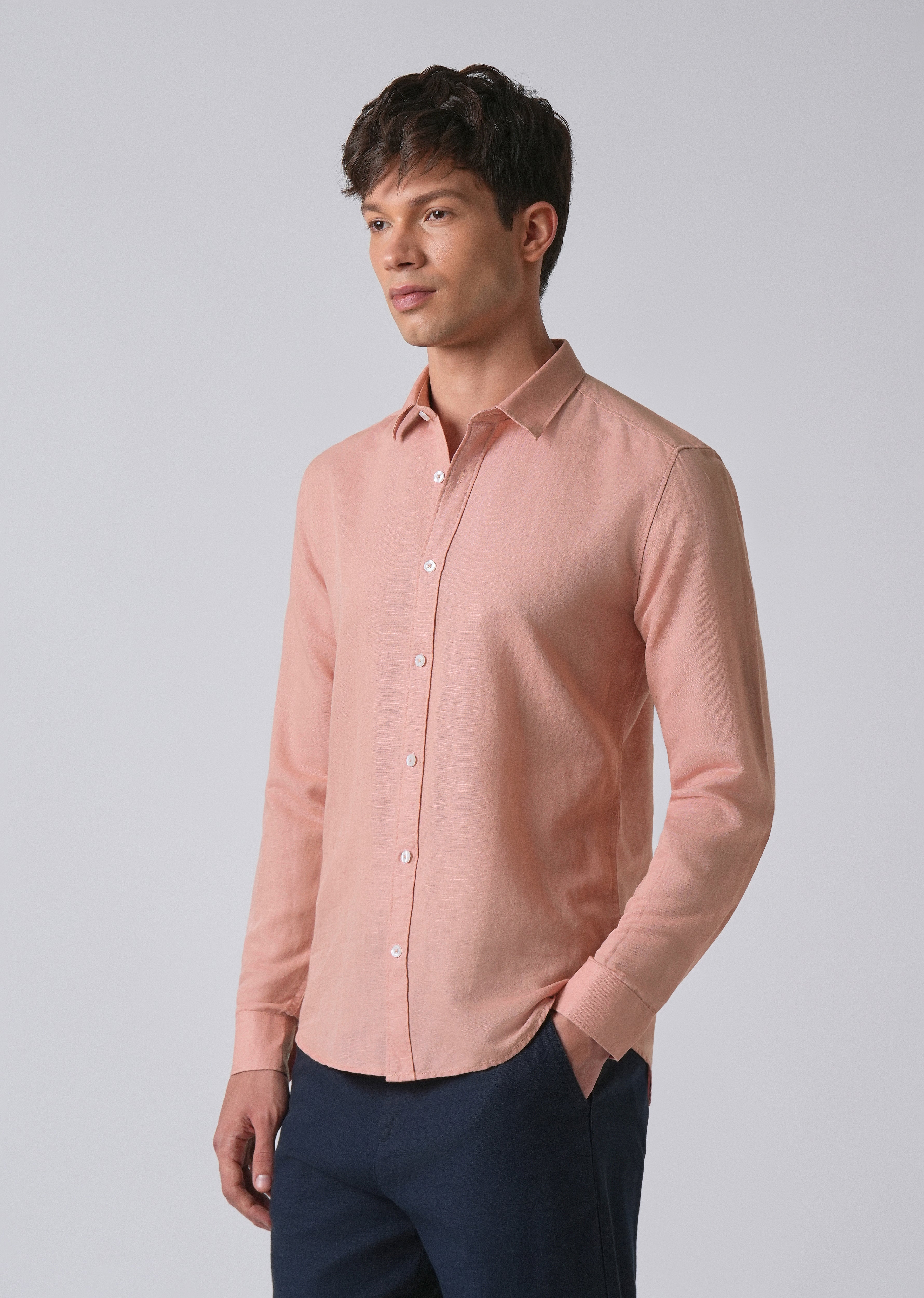 Peach Linen Shirt