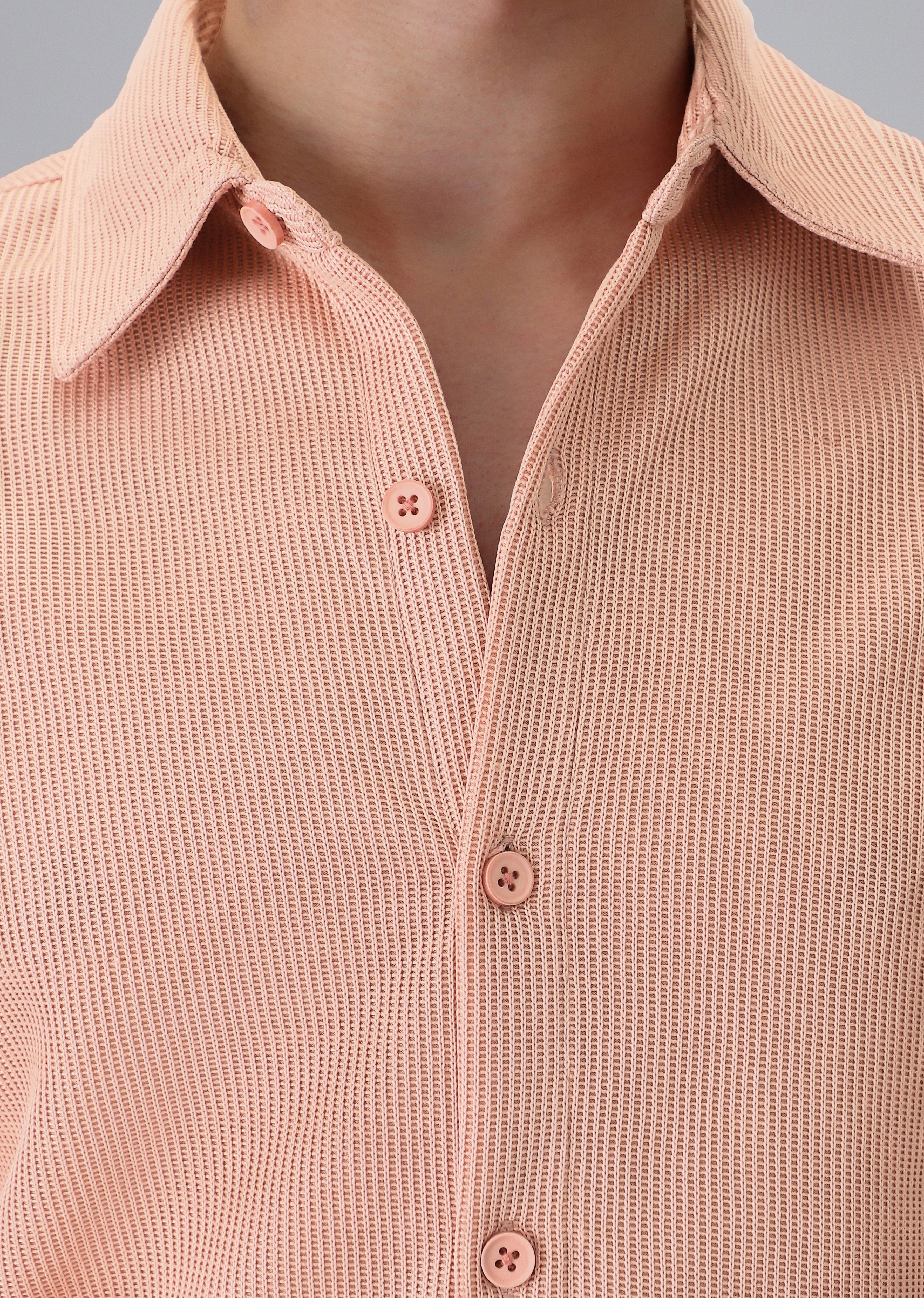 Peach Plain Knitted Shirt